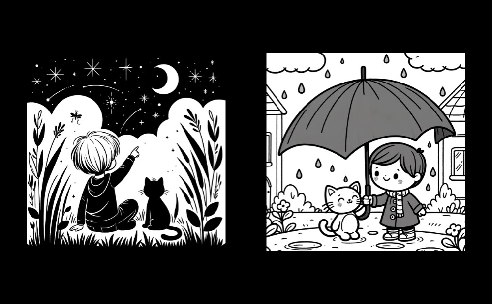塗り絵：優しい猫との冒険: 大人と子供の共同作業で心を育む