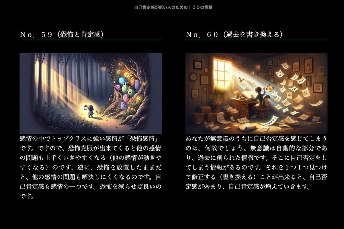 「自己肯定感が低い人のための100の言葉」を更新！