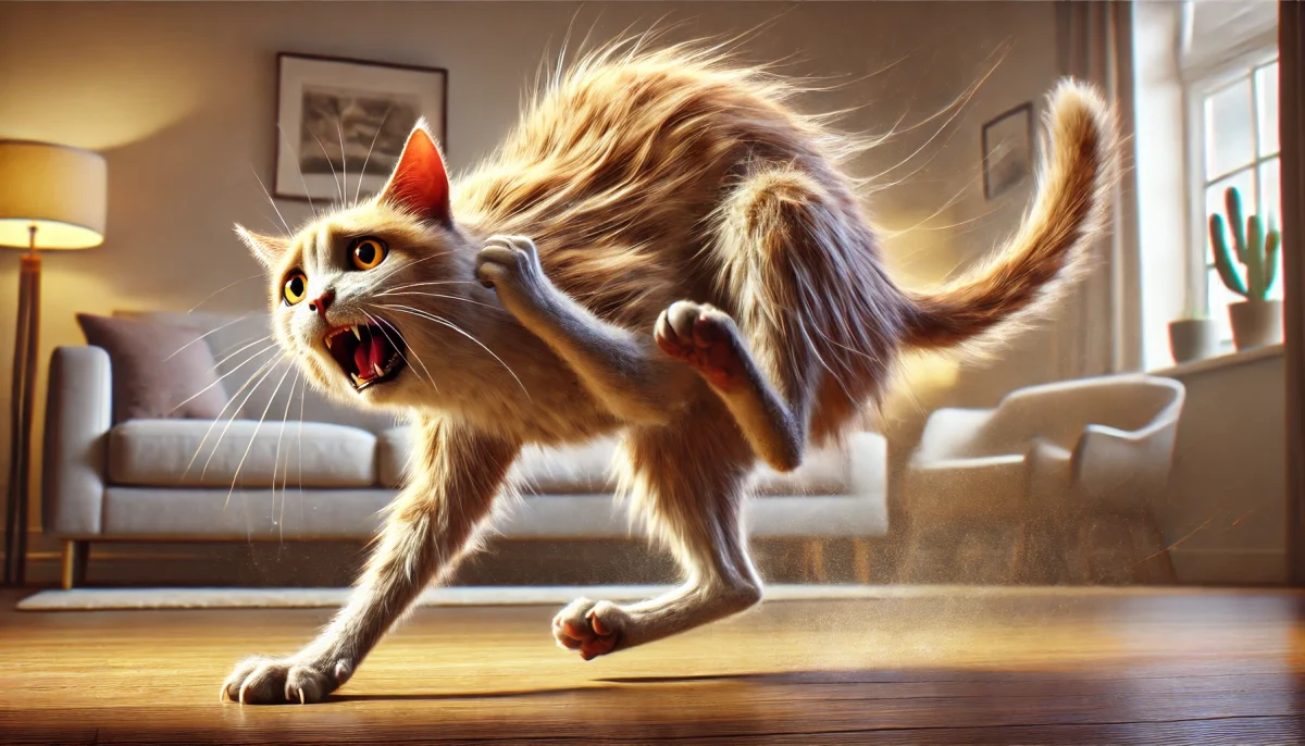 【ストレスを与えないで！】猫が急に走り回り、異常に体を舐め、噛み、背中がピクピク動いて落ち着きがなくなる状態：猫の知覚過敏症候群（フリーライン・ハイパーエステシア症候群・FHS）