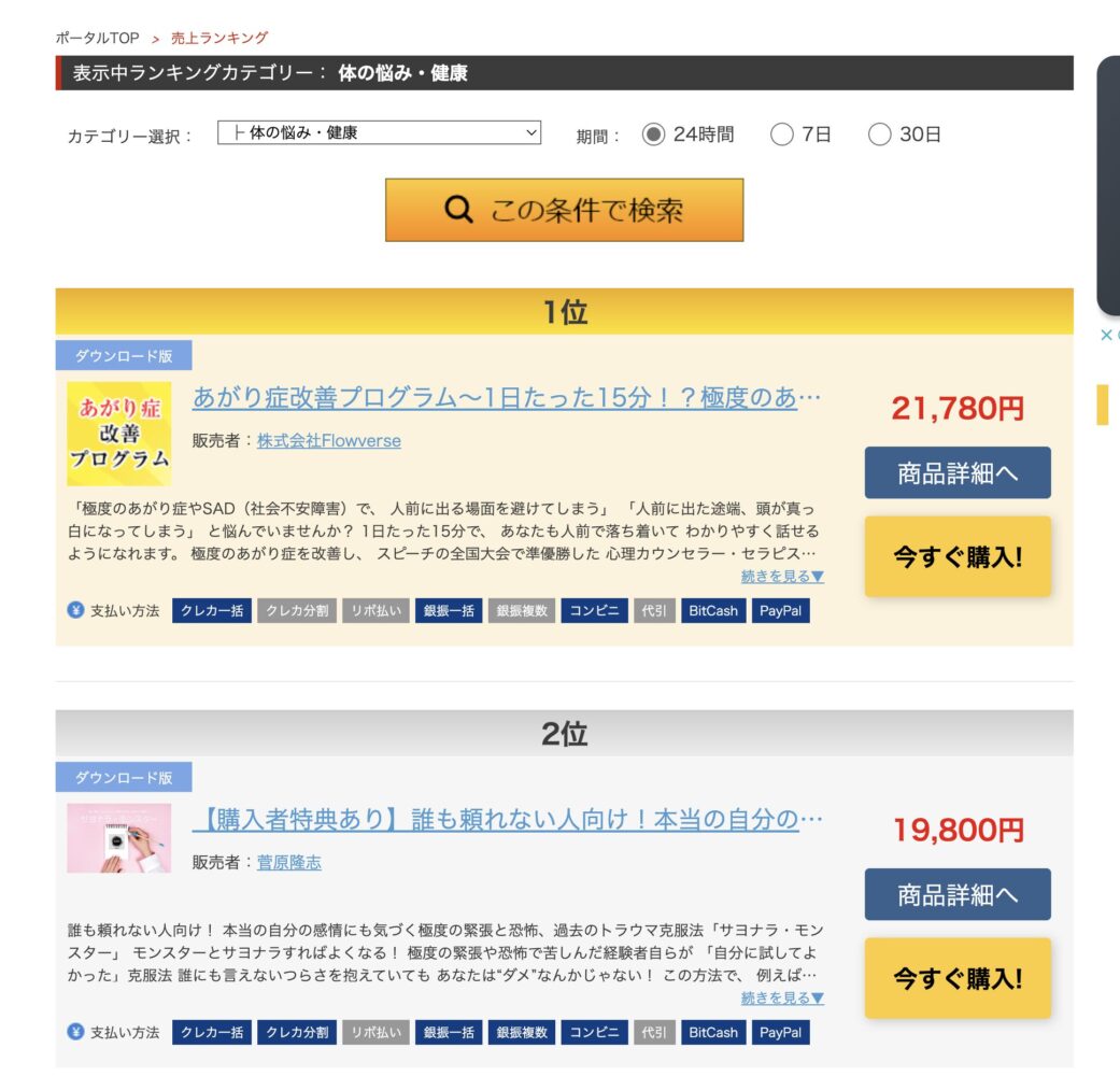 【２位】セルフヘルプ教材「サヨナラ・モンスター」が大手販売サイトの２４時間ランキング（体の悩み・健康）で２位です！