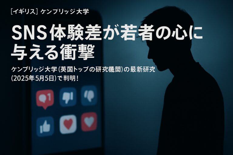 【イギリス】ケンブリッジ大学（英国トップの研究機関）の最新研究（2025年5月5日）で判明！SNS体験差が若者の心に与える衝撃