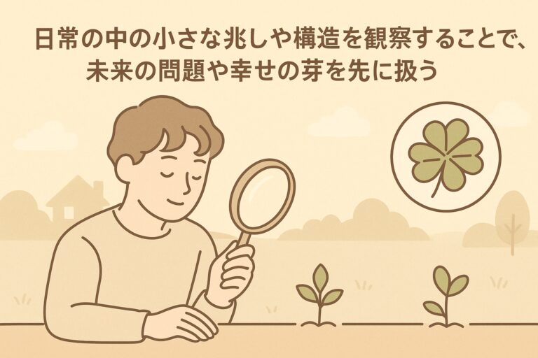 日常の中の小さな兆しや構造を観察することで、未来の問題や幸せの芽を先に扱う