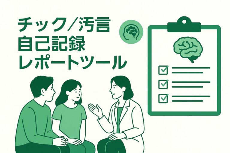 チック/汚言 自己記録+PDFレポートツール|CBIT(チックに対する包括的行動介入)の考え方を取り入れた自己観察ノート