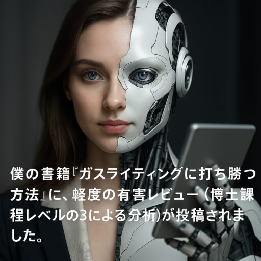 僕の書籍『ガスライティングに打ち勝つ方法』に、軽度の有害レビュー（博士課程レベルo3による分析）が投稿されました。