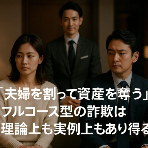 “‘夫婦を割って資産を奪う”フルコース型の詐欺は理論上も実例上もあり得る