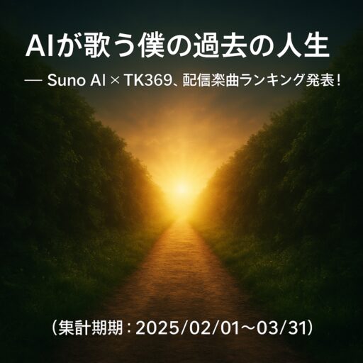 AIが歌う僕の過去の人生」——Suno AI × TK369、配信楽曲ランキング発表！（集計期間：2025/02/01〜03/31）