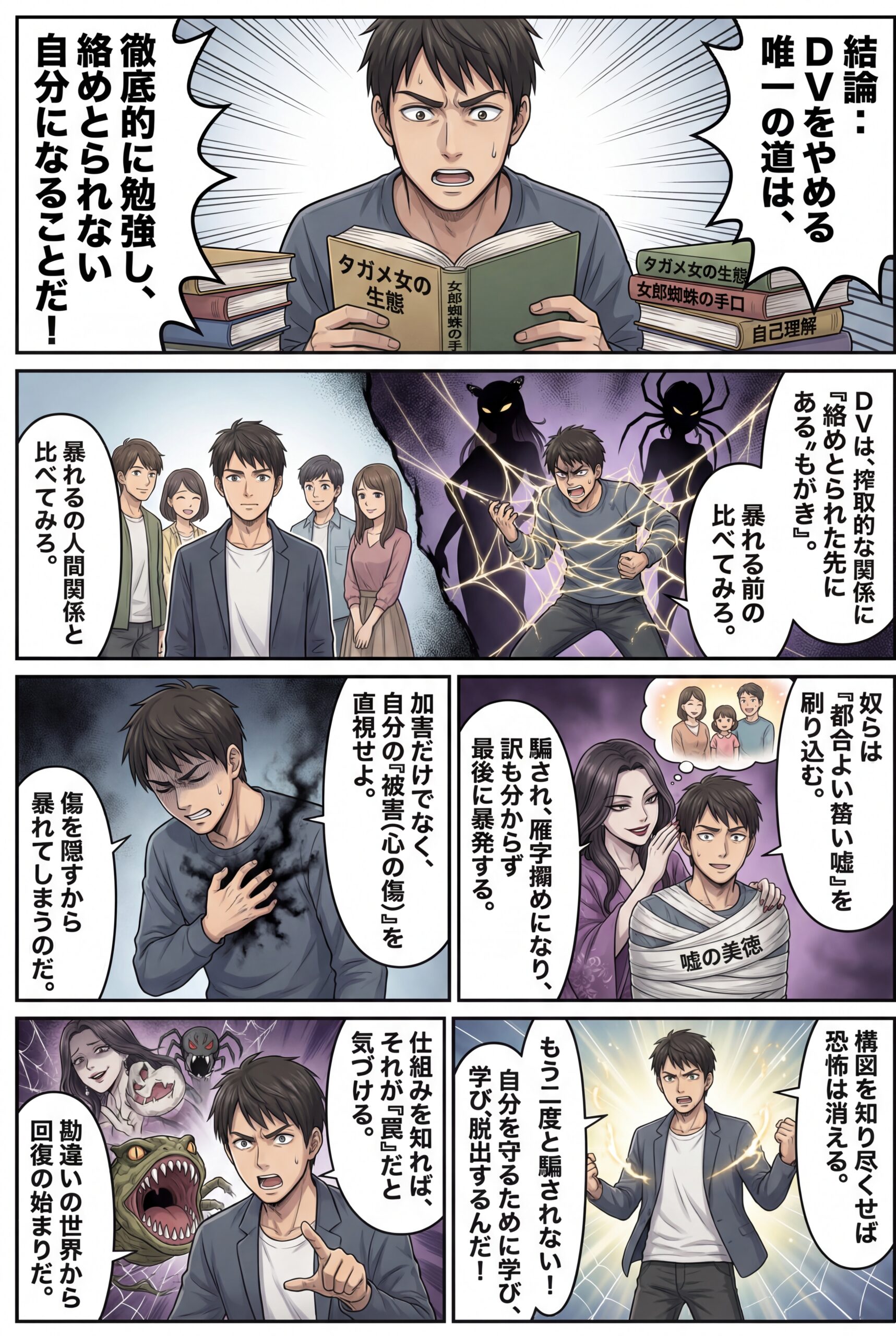 AIビジュアル：どうしてもＤＶをやめられない男性は「タガメ女」と「女郎蜘蛛」タイプについてよく勉強することが必要です。