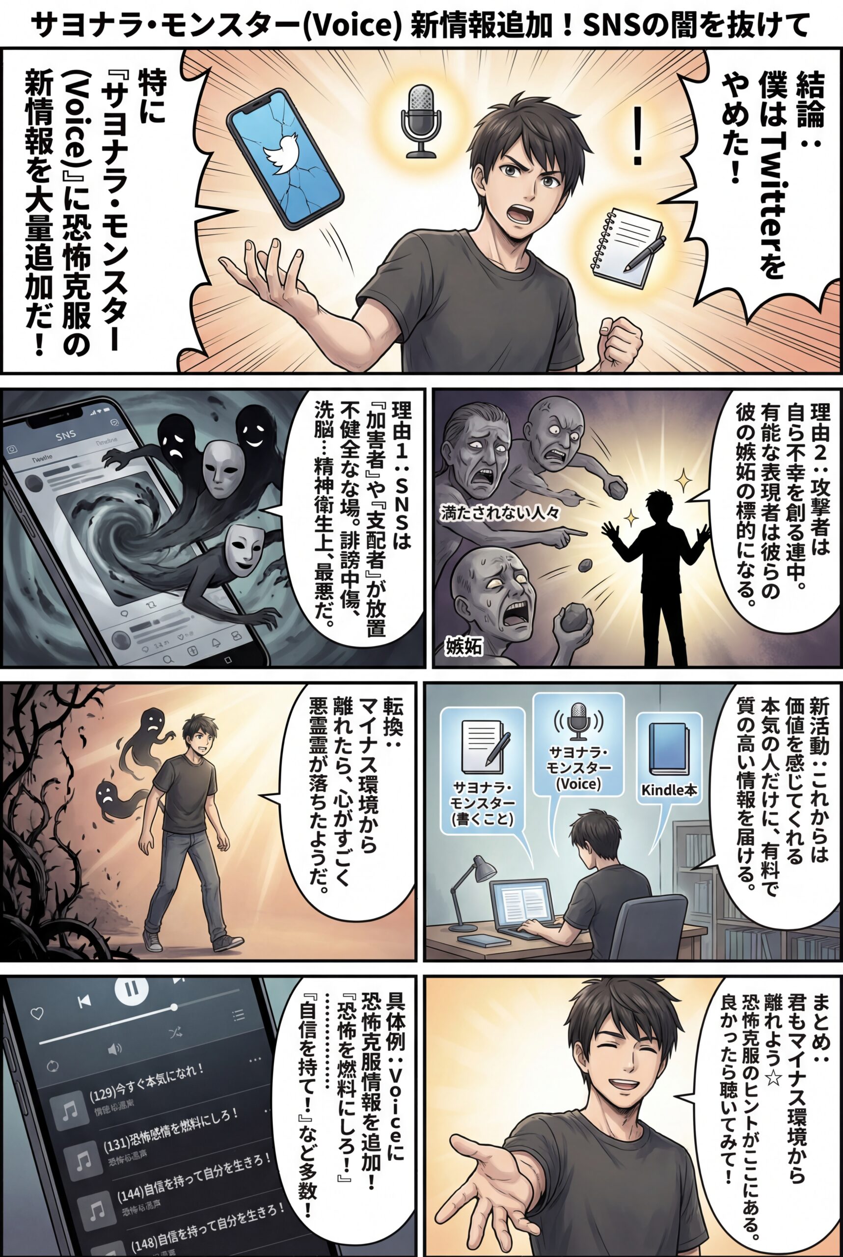 AIビジュアル：「サヨナラ・モンスター（Voice）」に恐怖克服に役立つ情報を追加しました！