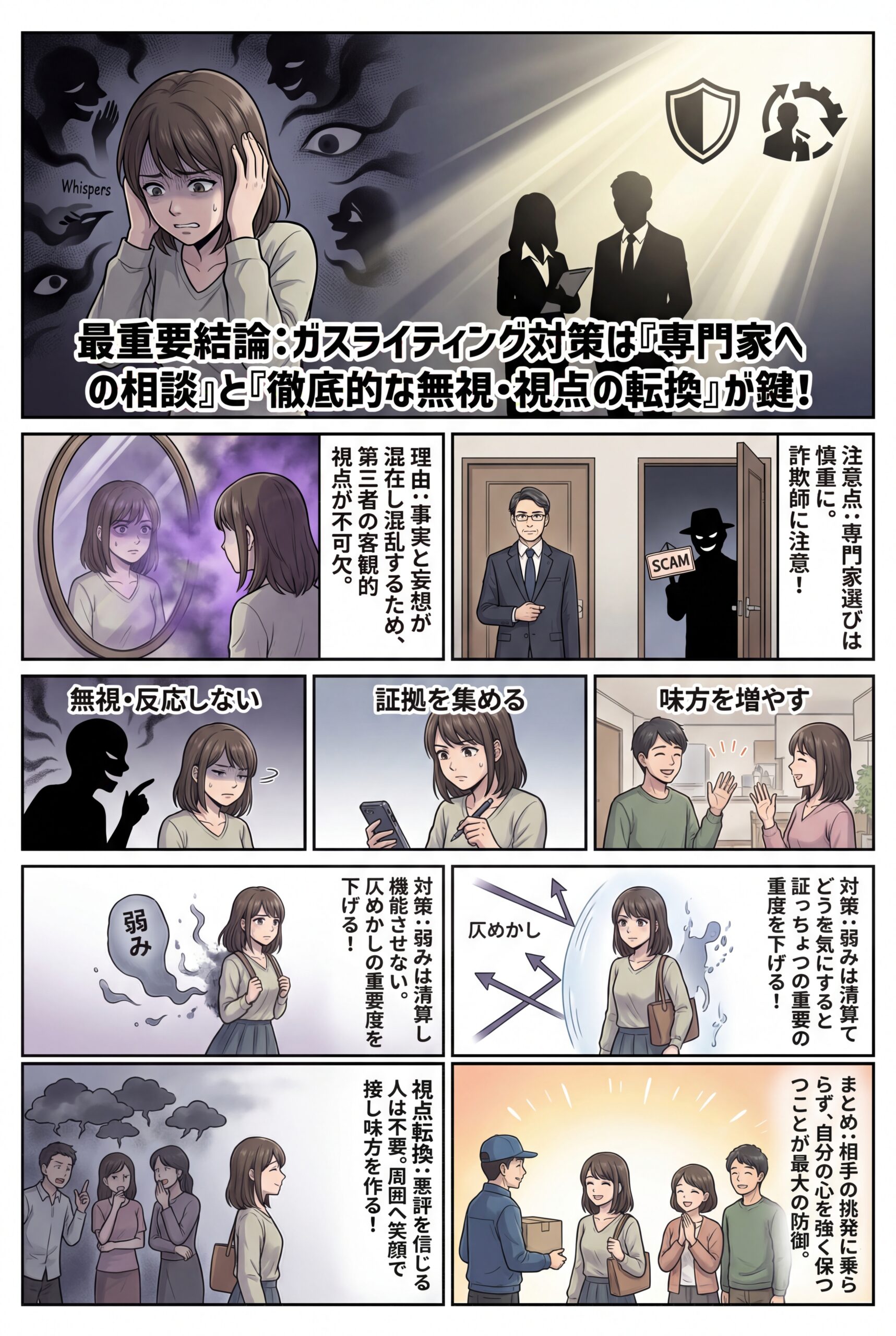 AIビジュアル:【質問】職場で壮大かつ巧妙なガスライティングを受けています。この四面楚歌の状況において、どのように生きていけばよいかご意見を伺いたいと思います。