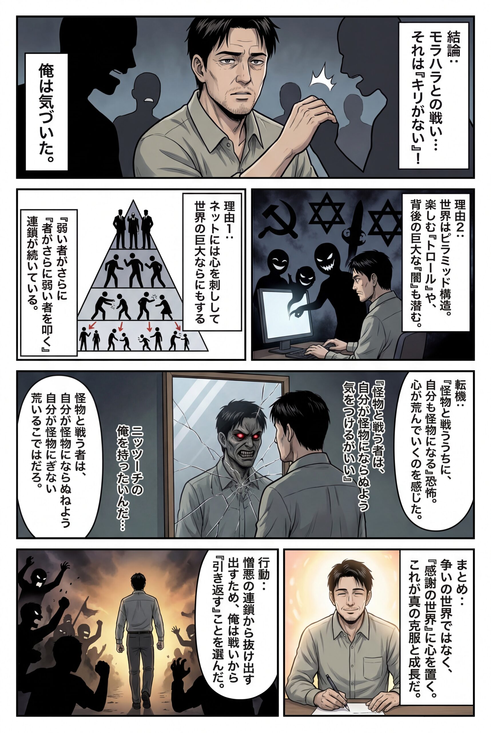 AIビジュアル：巧妙なモラルハラスメントを４年受けて精神と免疫力が強化！トラウマの１つ「冷たい濡れ衣」も克服！！