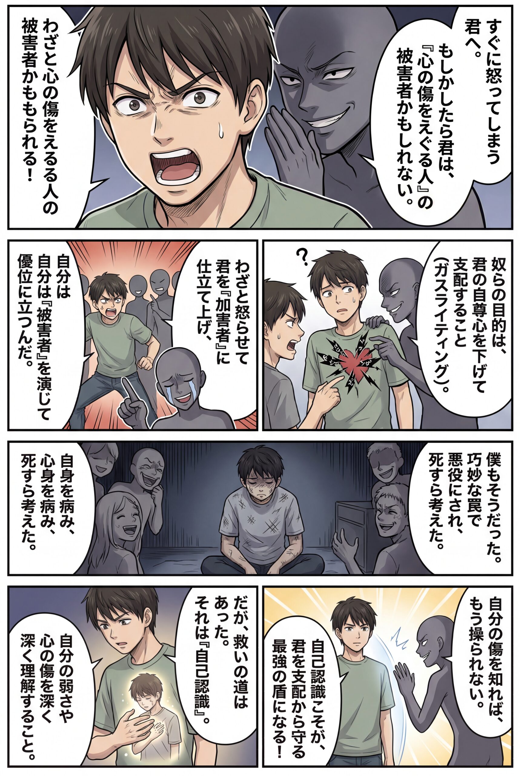 AIビジュアル：すぐに怒ってしまう人におすすめ！心の傷をわざとえぐる人から自分を守ろう！