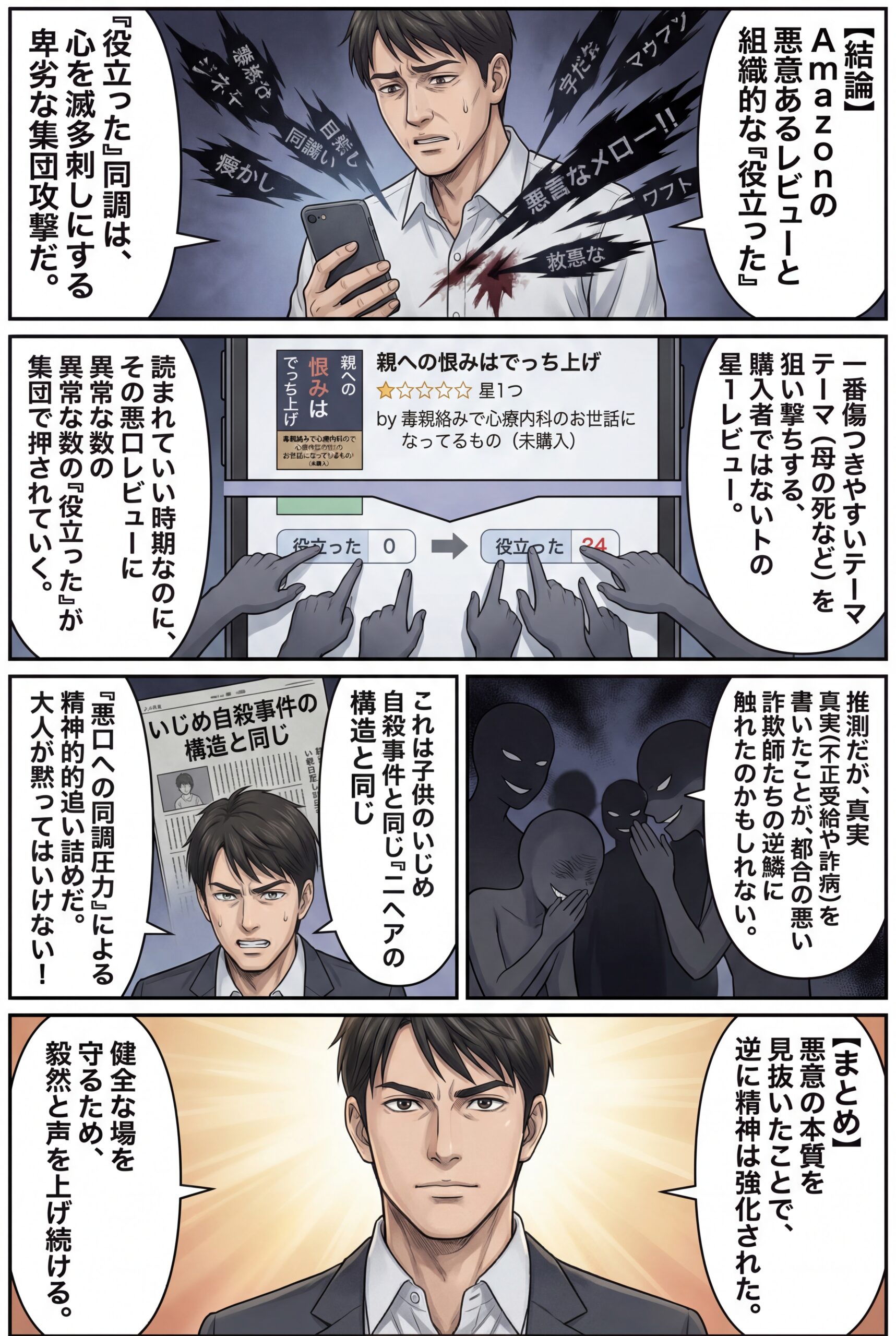 AIビジュアル：Amazonの嫌がらせ書籍レビューで心を滅多刺しにされたら、精神が強化された話