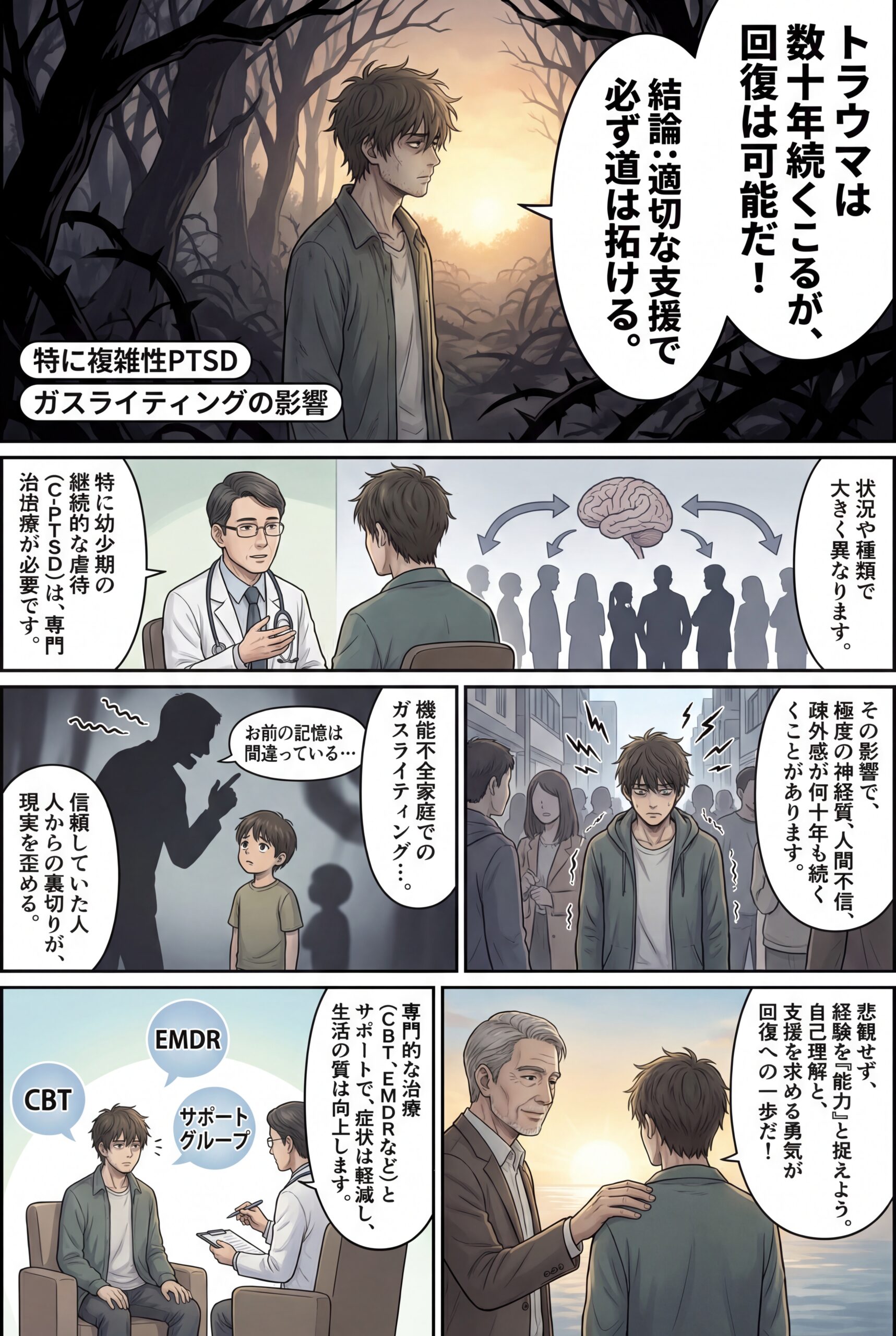 AIビジュアル：【質問】トラウマはいつ治る？数十年解消されないことはある？（ガスライティングによるトラウマ）