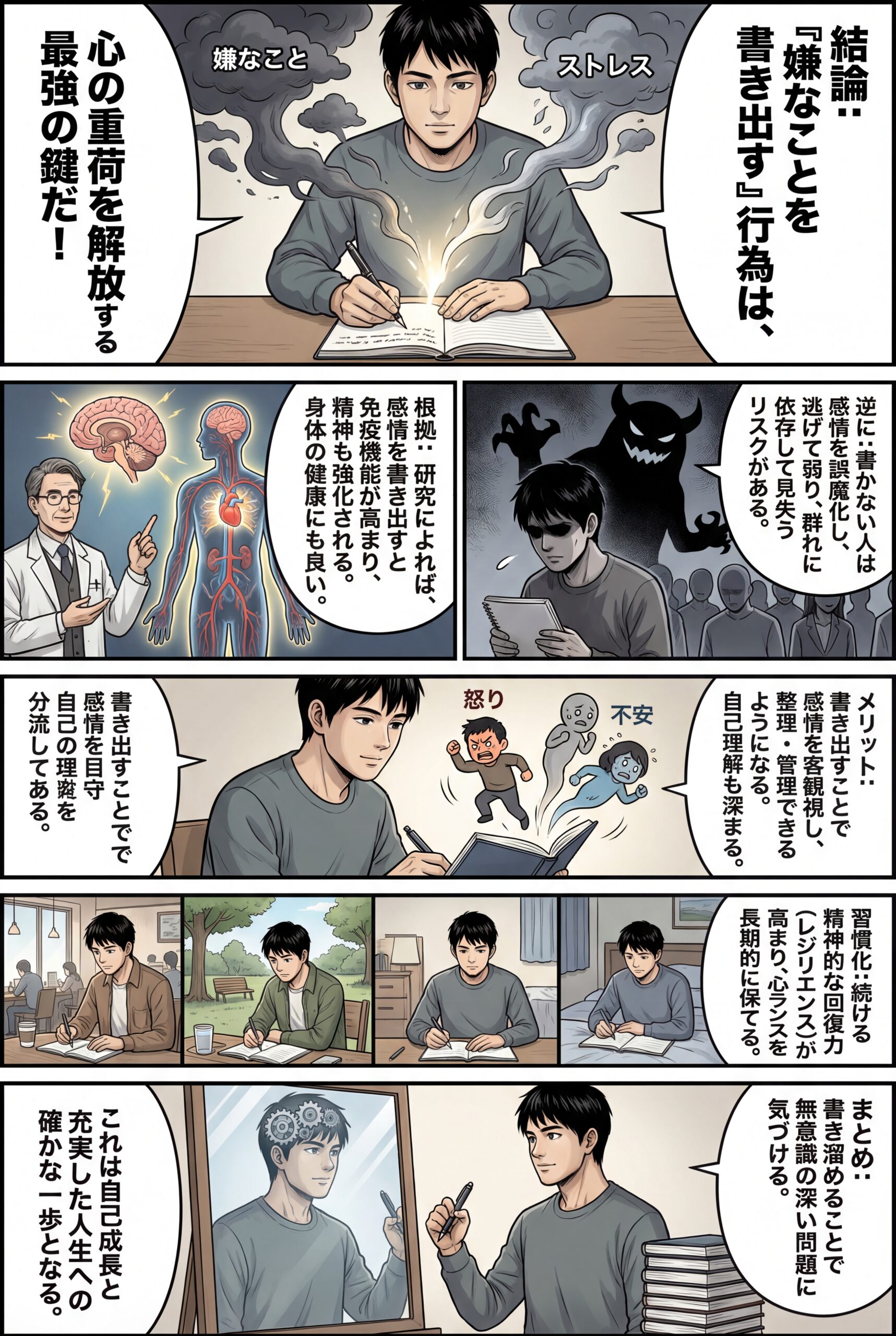 AIビジュアル：嫌なことを書き出すの効果：心理的解放への鍵