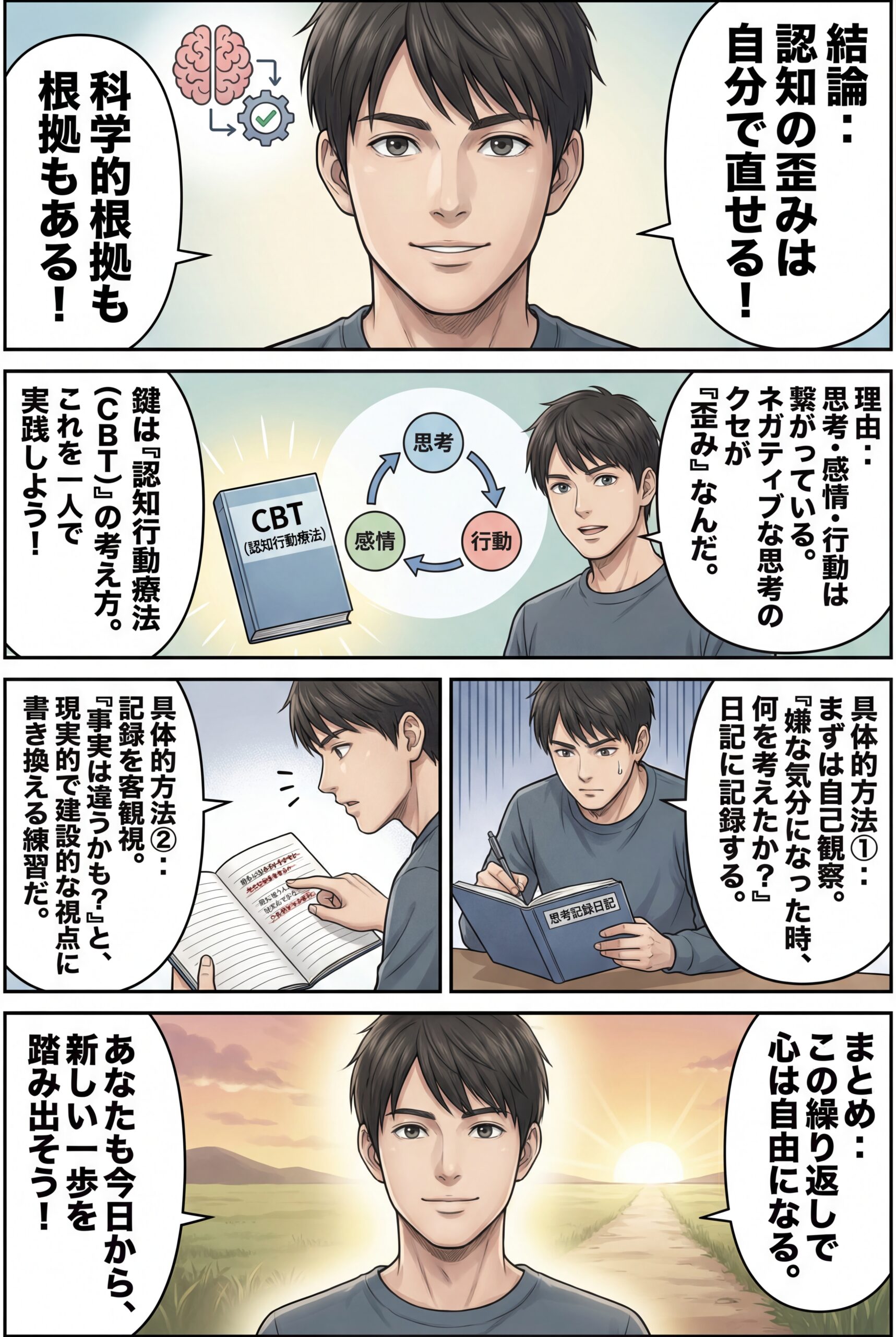 AIビジュアル：自分の心を解放する：認知の歪みを自分で直す！効果的な直し方はこれだ！
