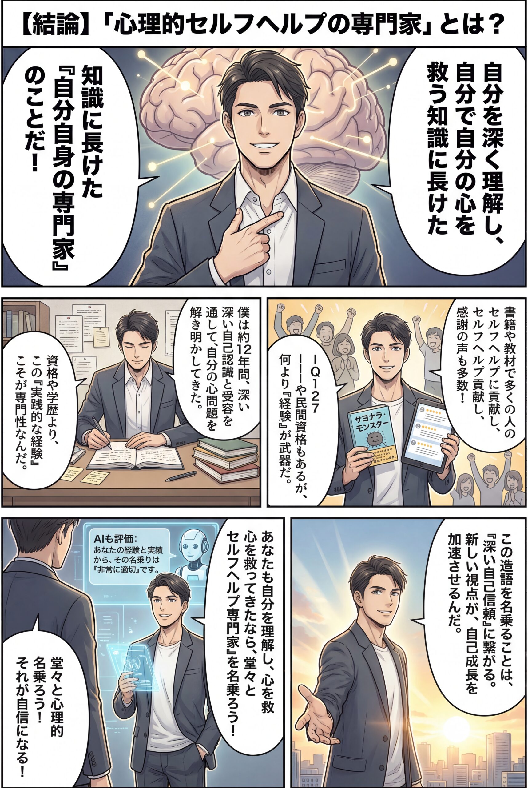 AIビジュアル：心理的セルフヘルプの専門家とは？