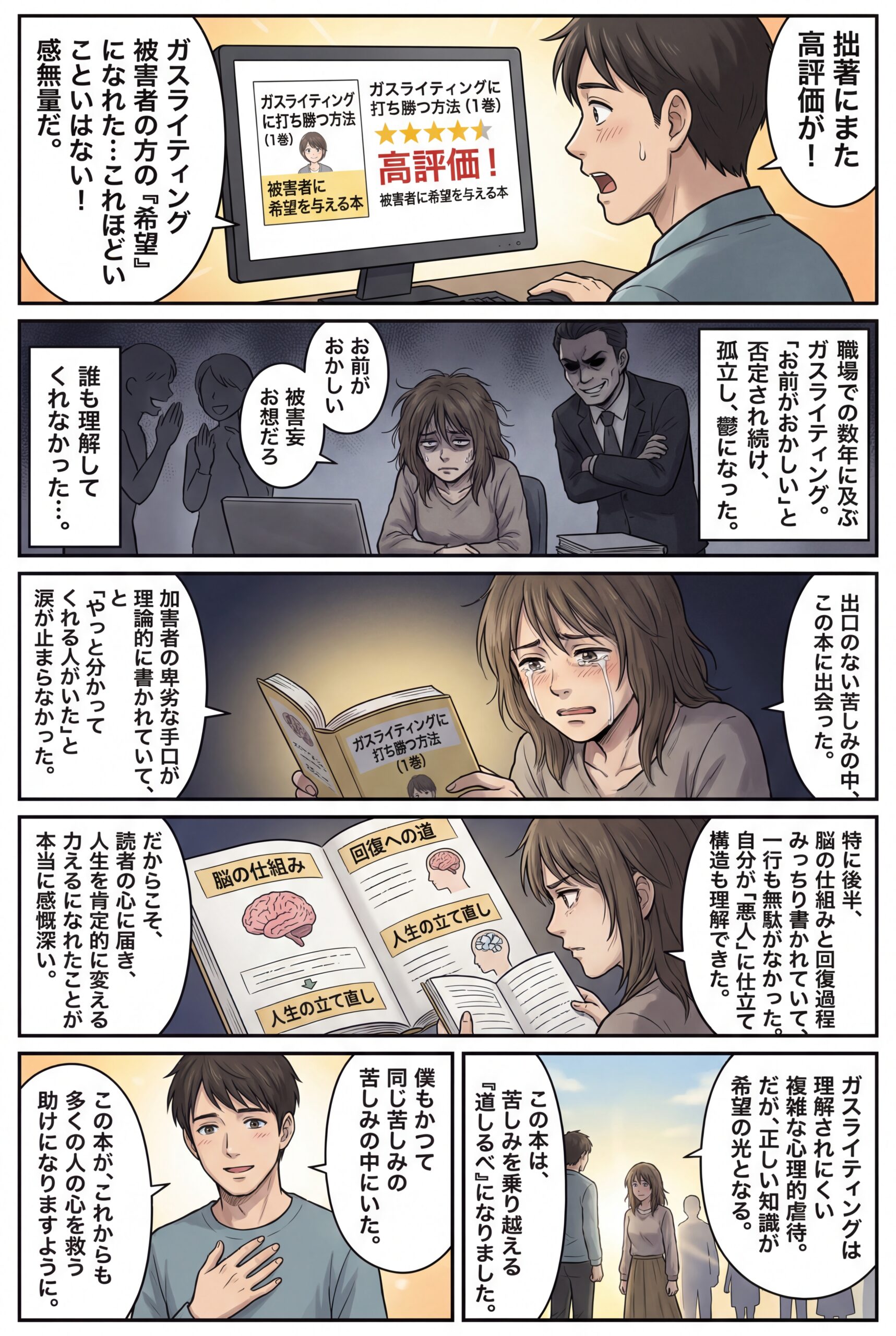 AIビジュアル：【感無量】「ガスライティングに打ち勝つ方法（１巻）」にまた高評価が！：ガスライティング被害者の回復物語