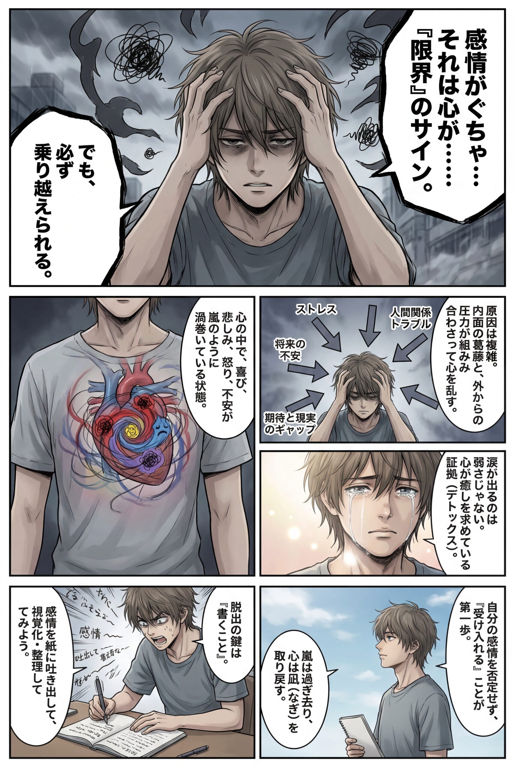 AIビジュアル：感情の嵐を乗り越えて: 感情がぐちゃぐちゃのあなたへ