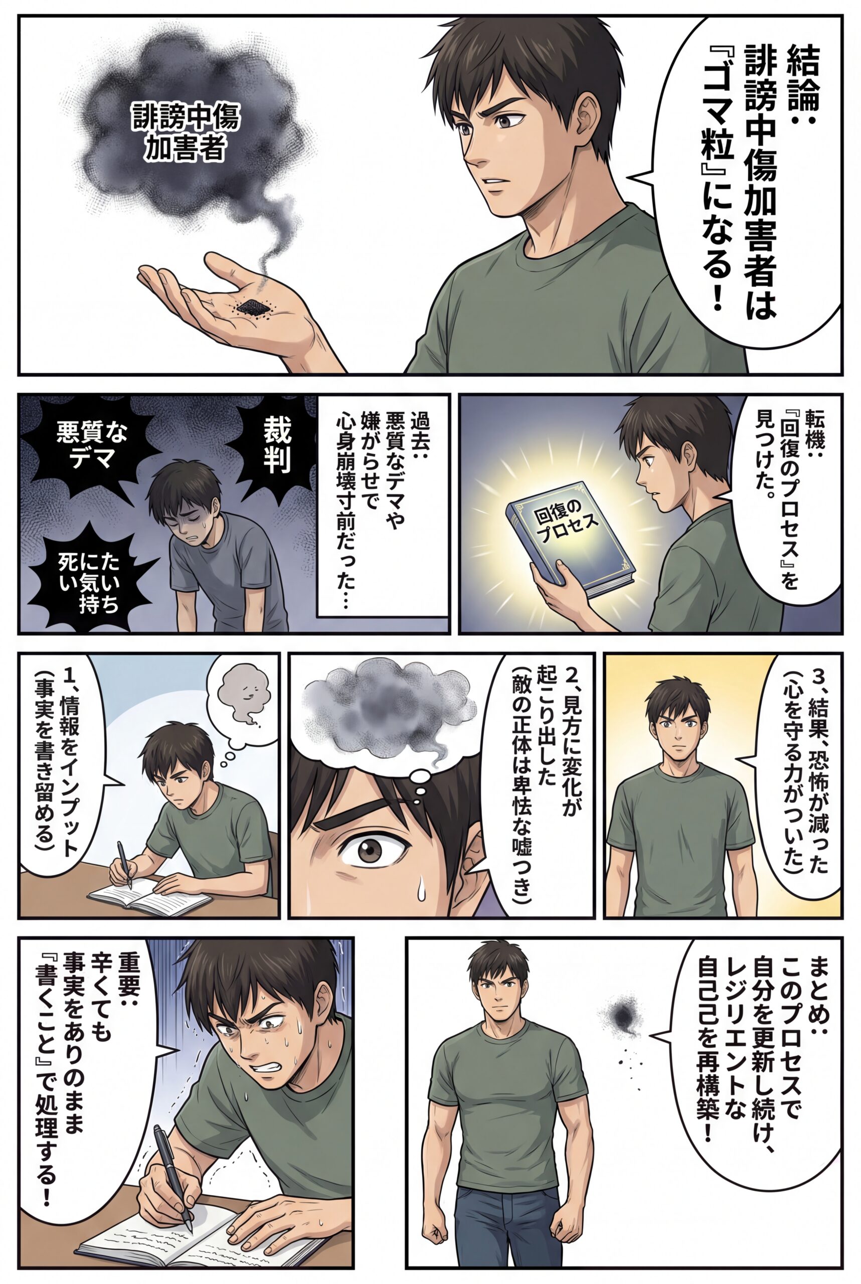 AIビジュアル：ゴマ粒の加害者：ネットの誹謗中傷を乗り越えた自己再発見〜誹謗中傷加害者を無力化する回復プロセス