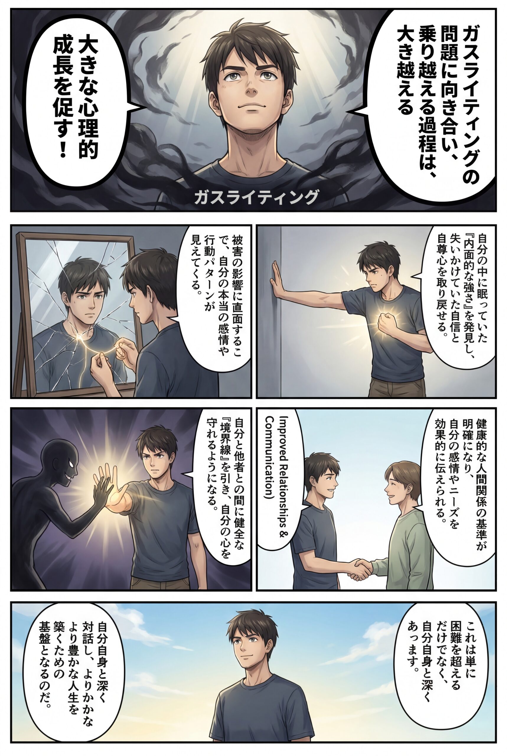 AIビジュアル：【質問】ガスライティングの問題に向き合うと、かなりの心理的成長が見込めますか？