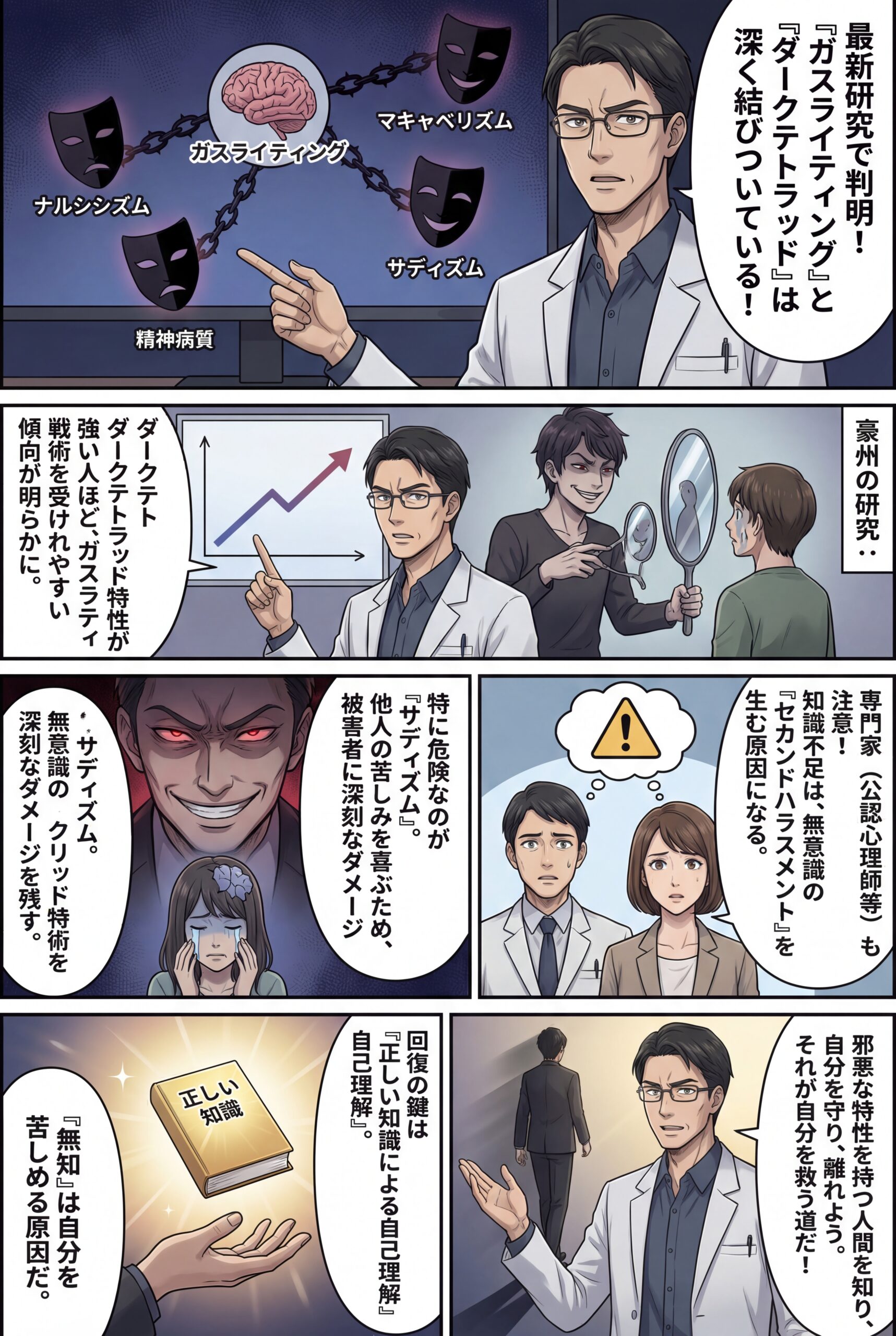 AIビジュアル：【オーストラリア研究】「ガスライティング」戦術と深く結びつく性格の暗部―ダークテトラッドとの関係性が明らかに！