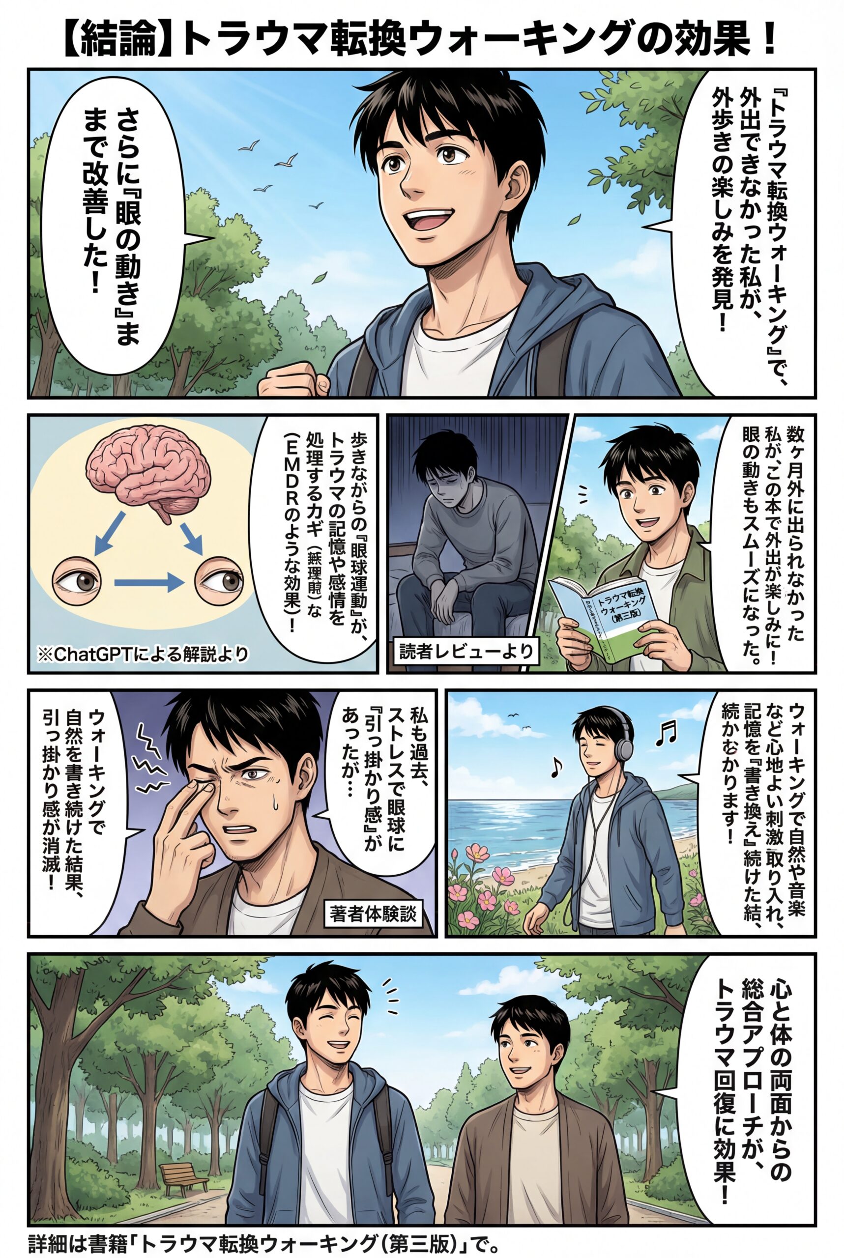 AIビジュアル：トラウマで外に出れない方が外出の楽しみを発見！トラウマ転換ウォーキング（第三版）に高評価が投稿されました！