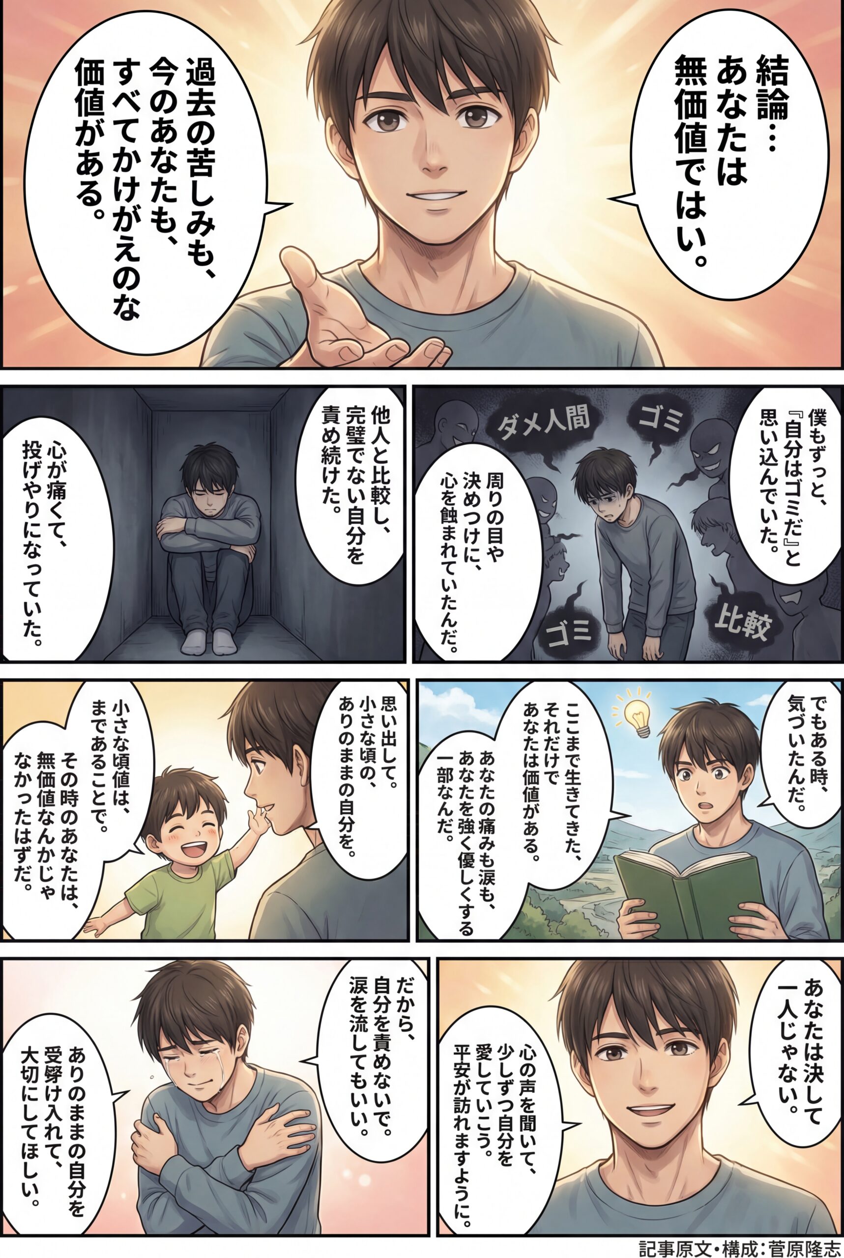 AIビジュアル：あなたは無価値ではない：僕はずっと「自己無価値感」で苦しんできました。