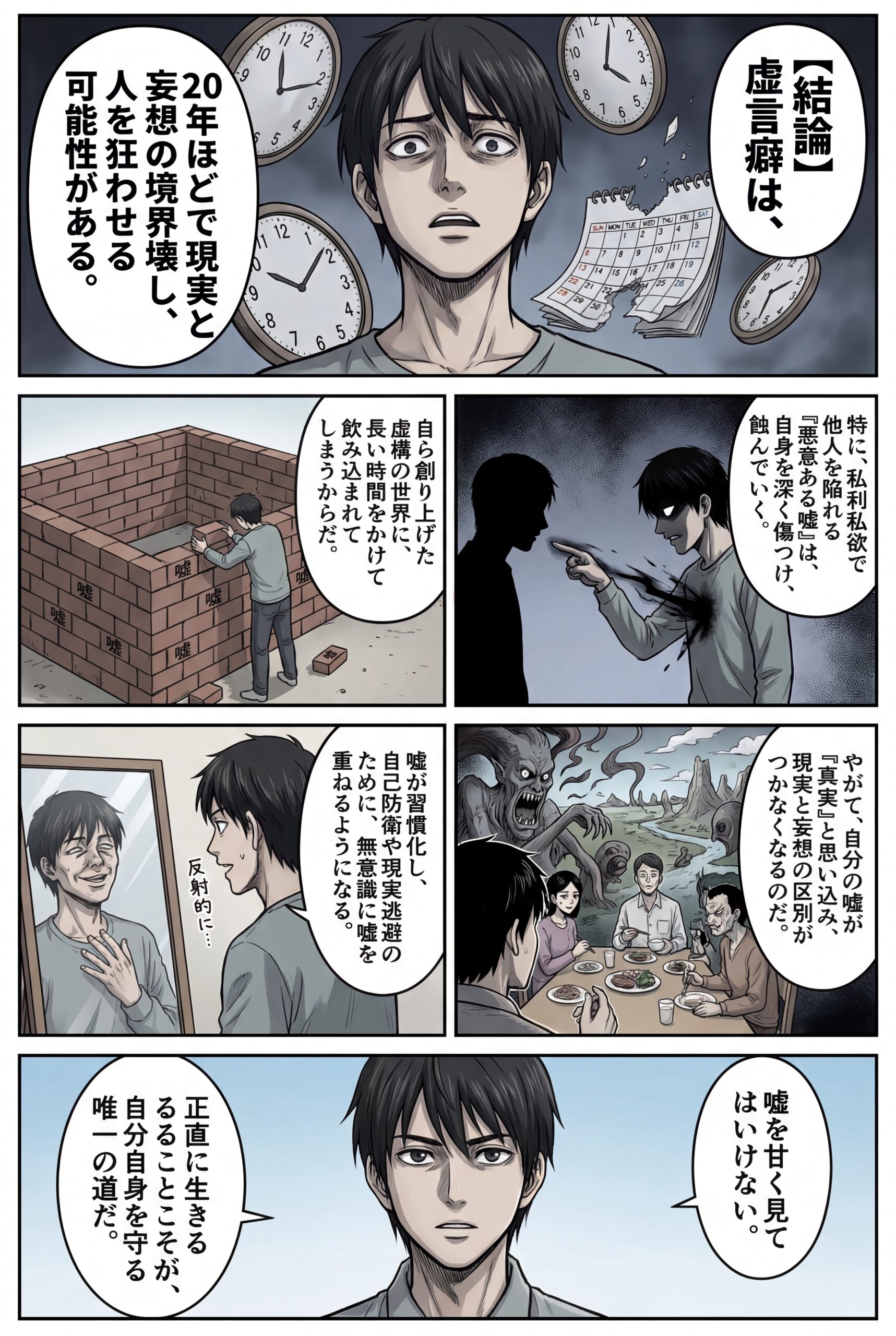 AIビジュアル：虚言者は20年ほどで現実と妄想の境界が曖昧になり、狂い始める可能性