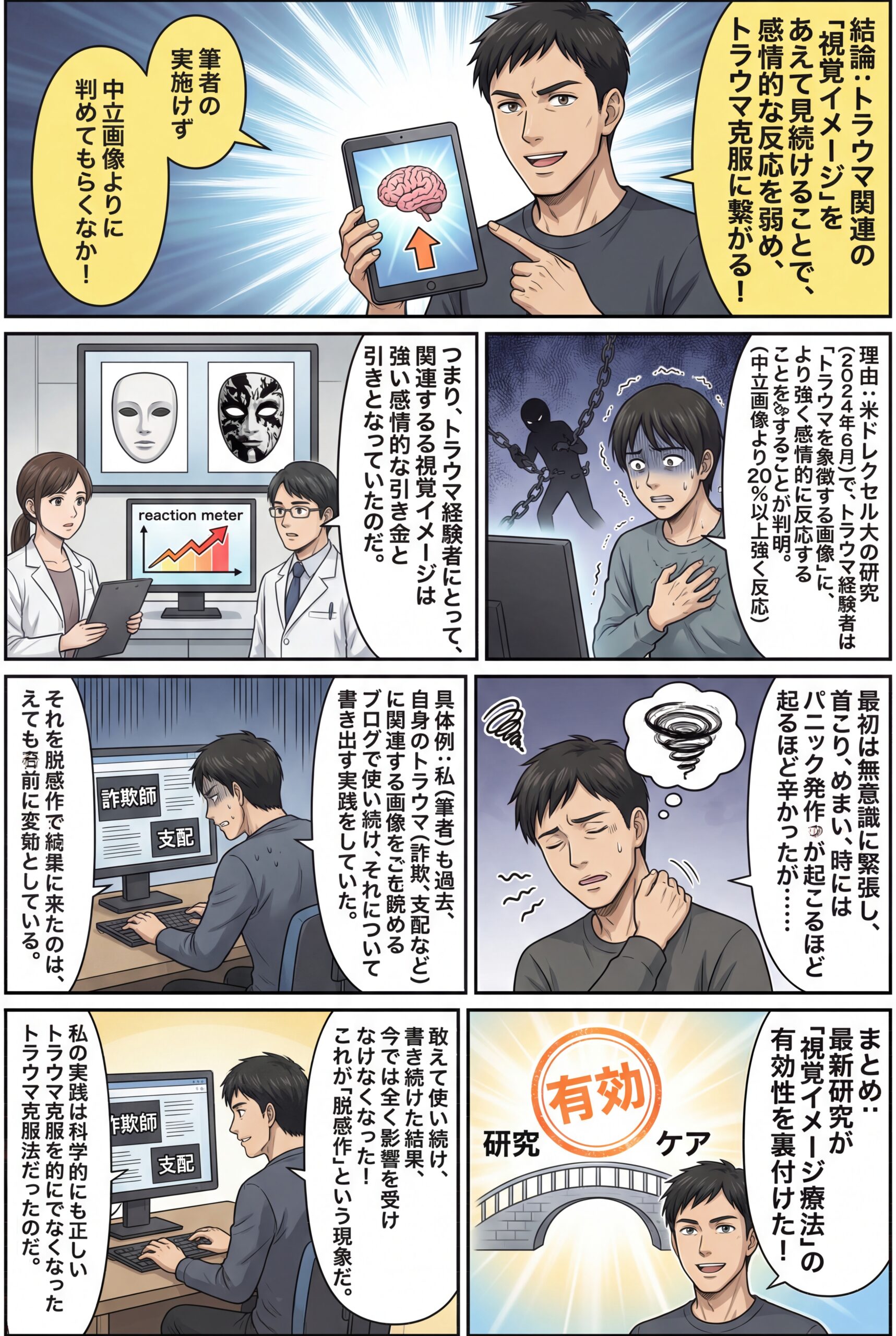 AIビジュアル：【米研究】ドレクセル大学の調査（2024年6月11日）でわかった！トラウマ経験者の視覚イメージ反応！