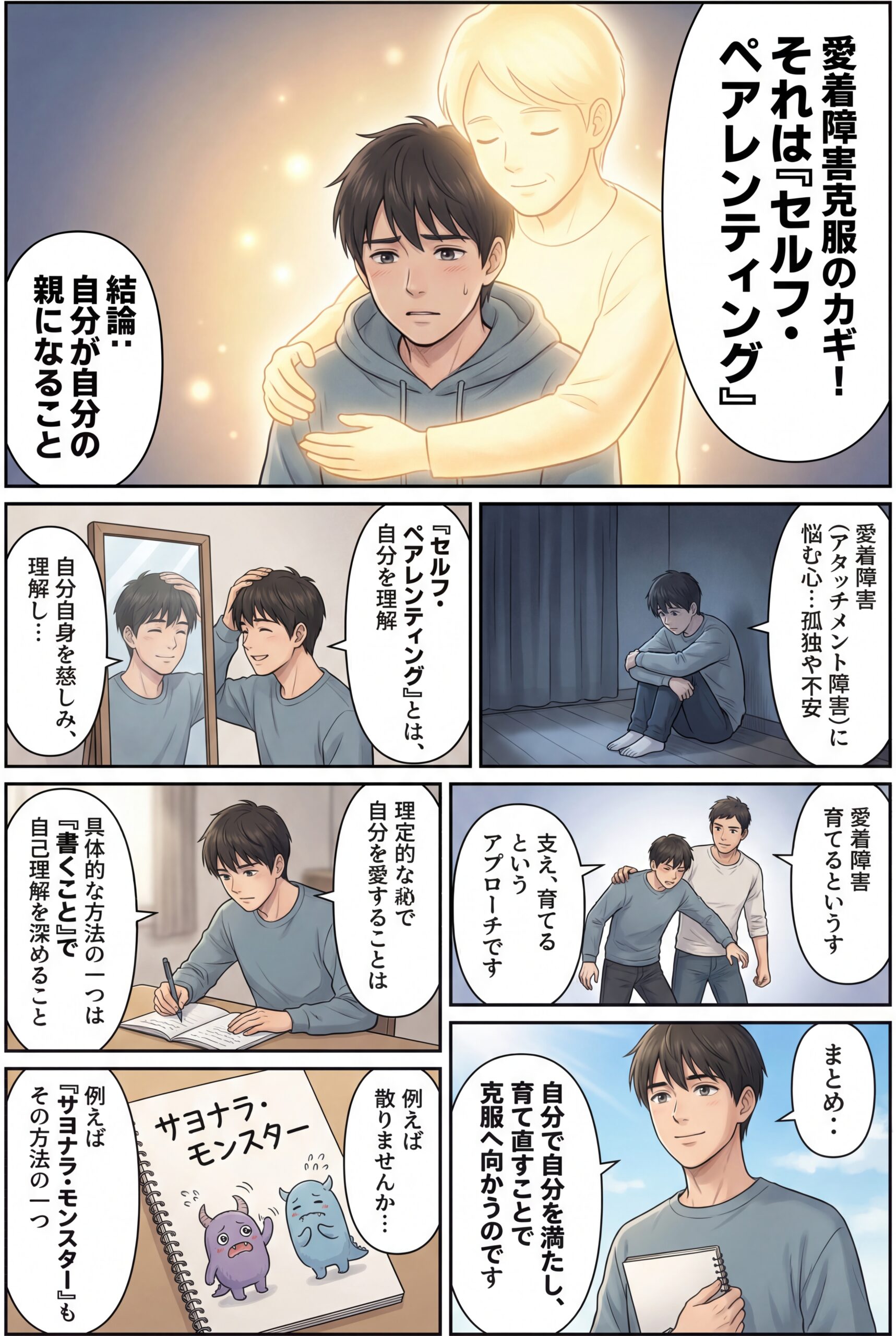 AIビジュアル：愛着障害を克服するための方法の一つ「セルフ・ペアレンティング」