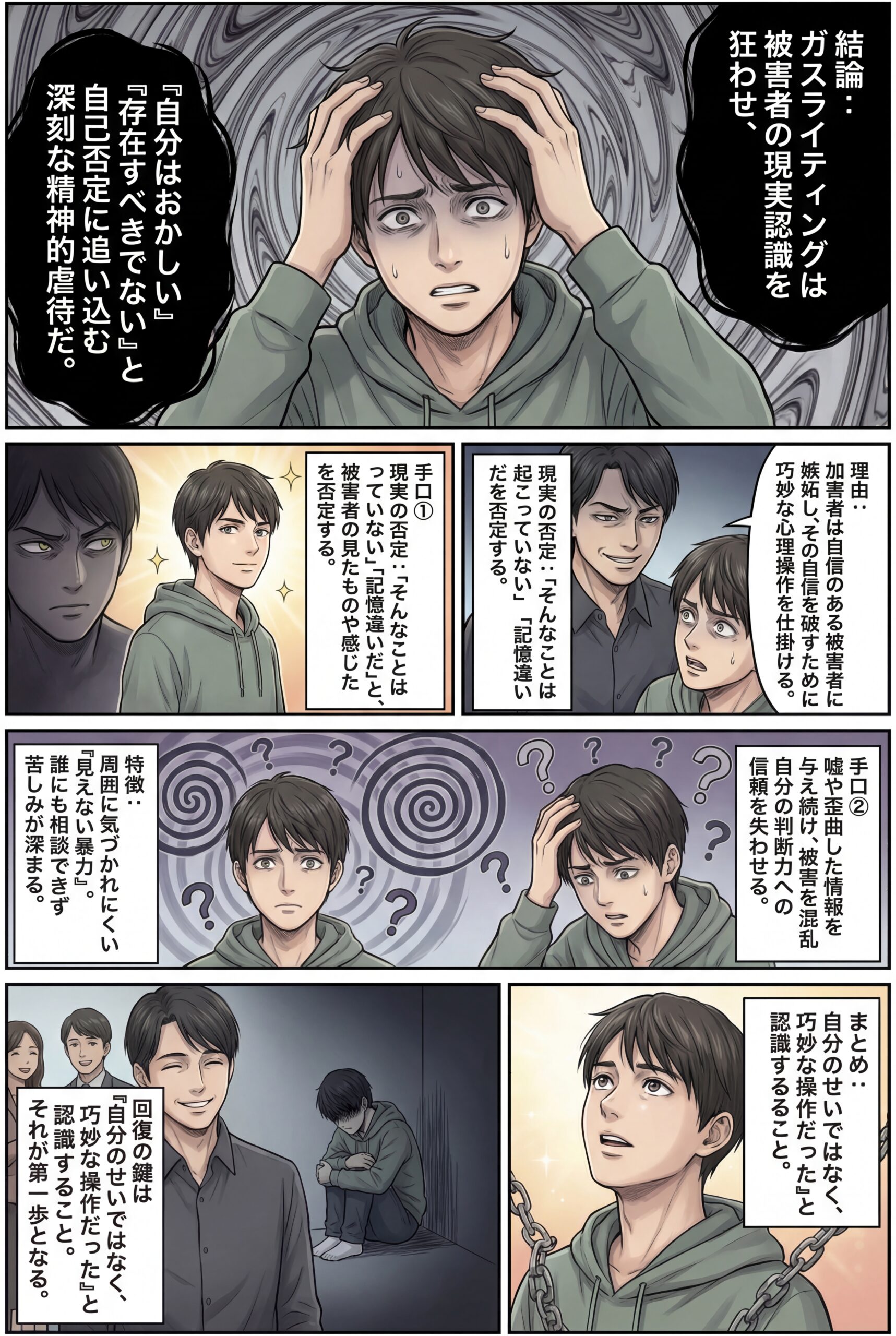 AIビジュアル:あなたの心を壊す“見えない暴力”――ガスライティングがもたらす深刻な精神的影響とは?