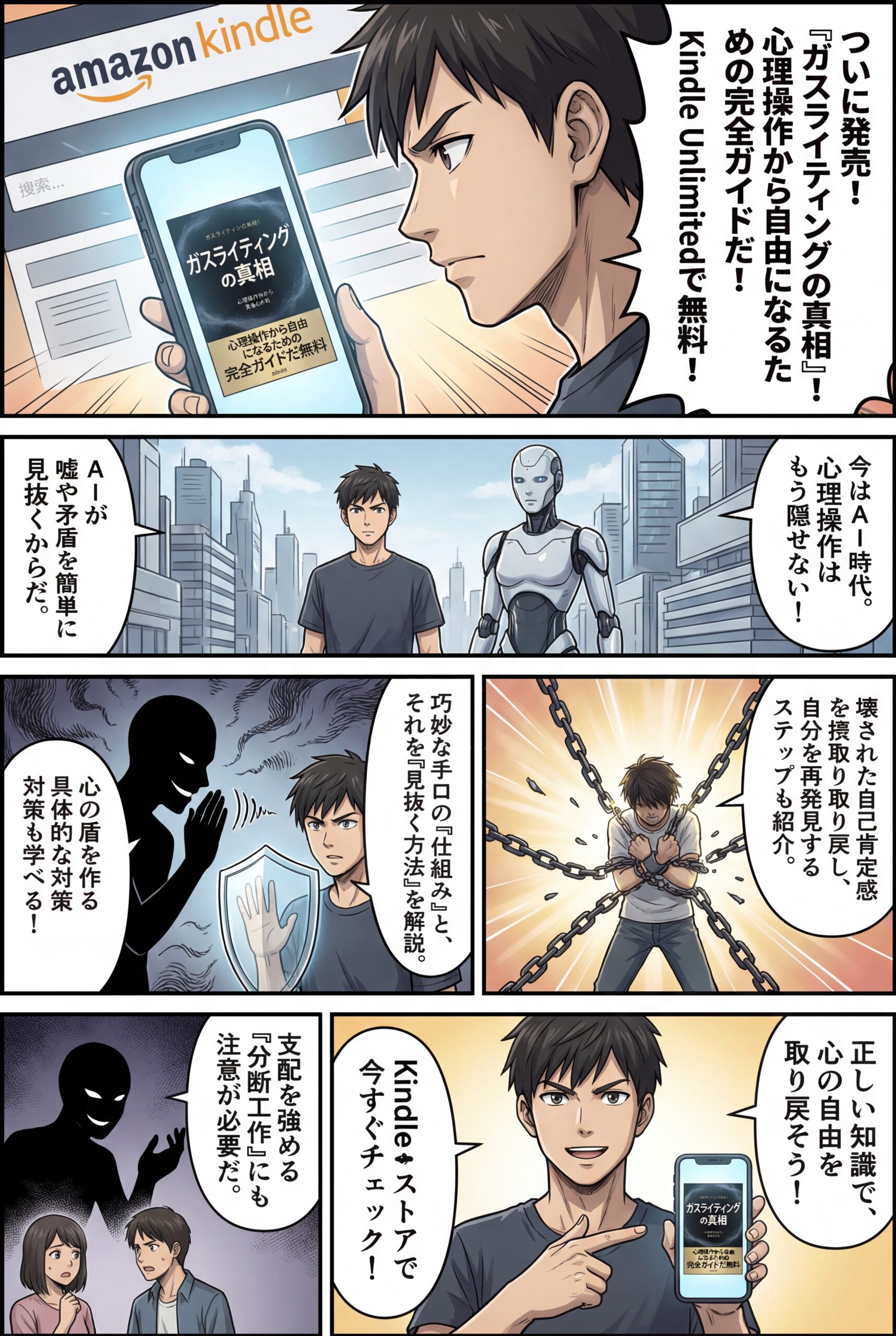 AIビジュアル：ガスライティングからの解放法を徹底解説した新刊『ガスライティングの真相』、ついにAmazonで発売開始！ Kindle Unlimitedで無料で読めます！