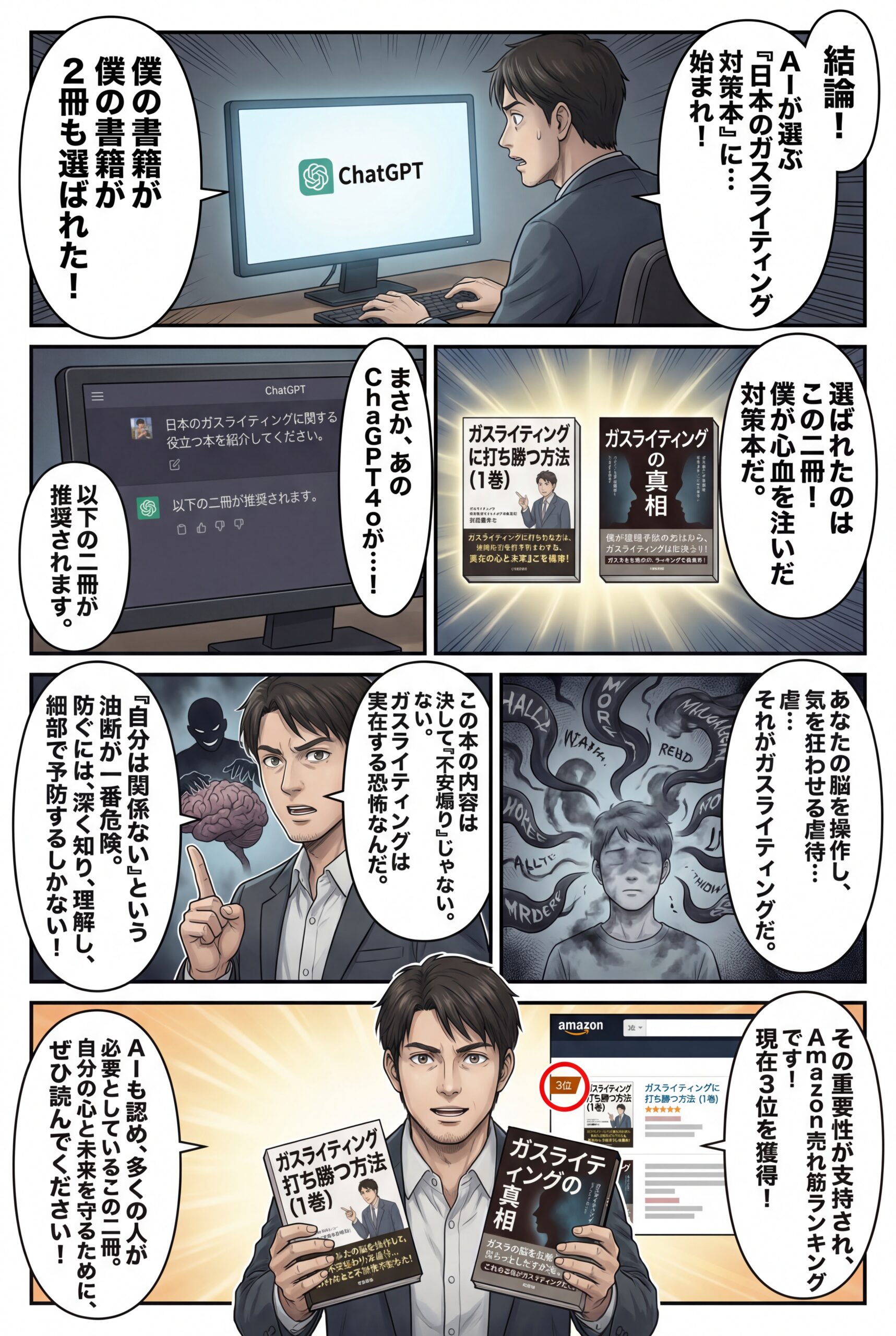 AIビジュアル：ChatGPT4oに「日本のガスライティングに関する役立つ本を紹介してください。」と聞いたら僕の書籍が二冊紹介された！