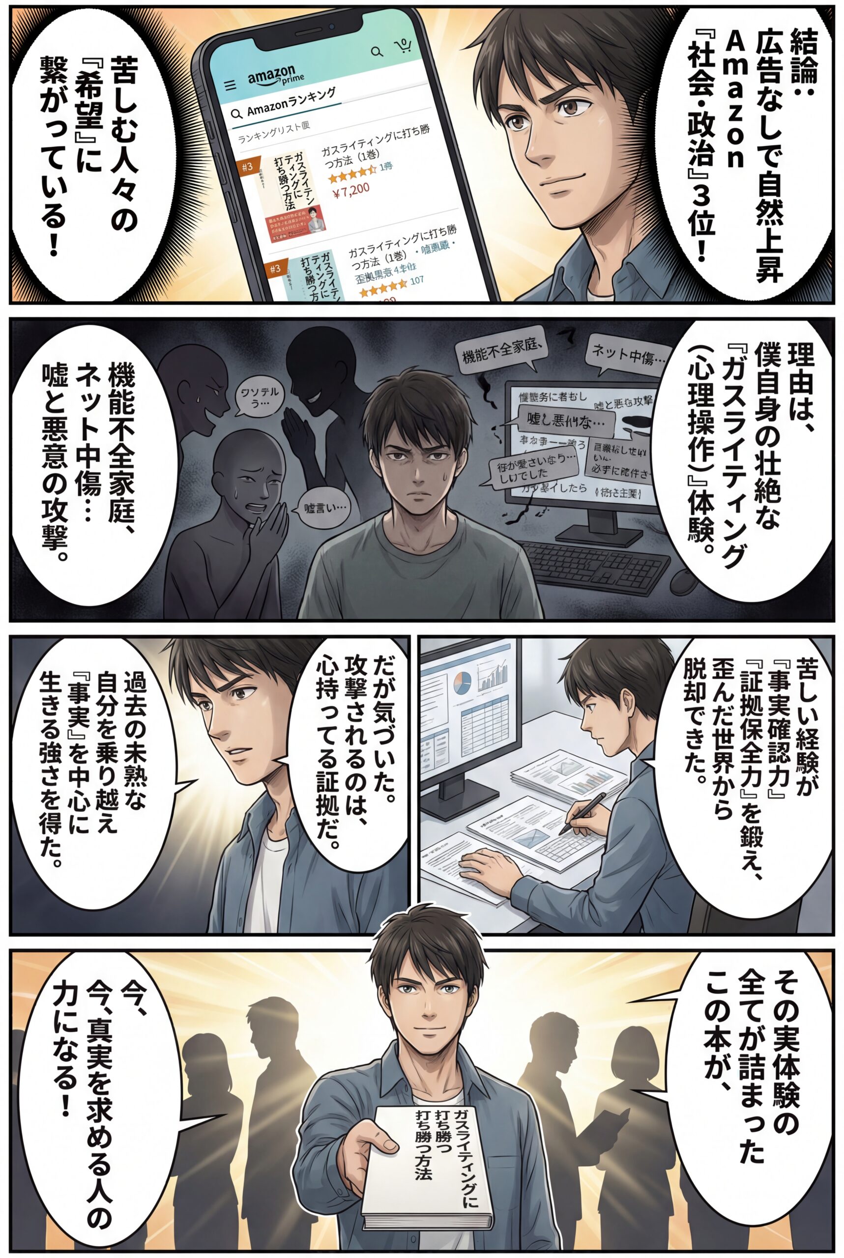 AIビジュアル：広告を出さずに自然な順位上昇：「ガスライティングに打ち勝つ方法（１巻）」が、現在、３位！