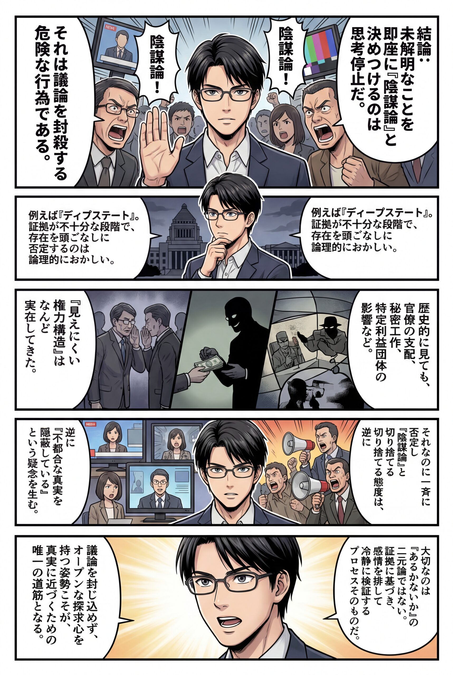 AIビジュアル：ディープステート（DS）ってあるの？一部の人間って本当に頭悪いよね。必死こいて「陰謀論だ！」と決め付けたがる心理を考えたことある？