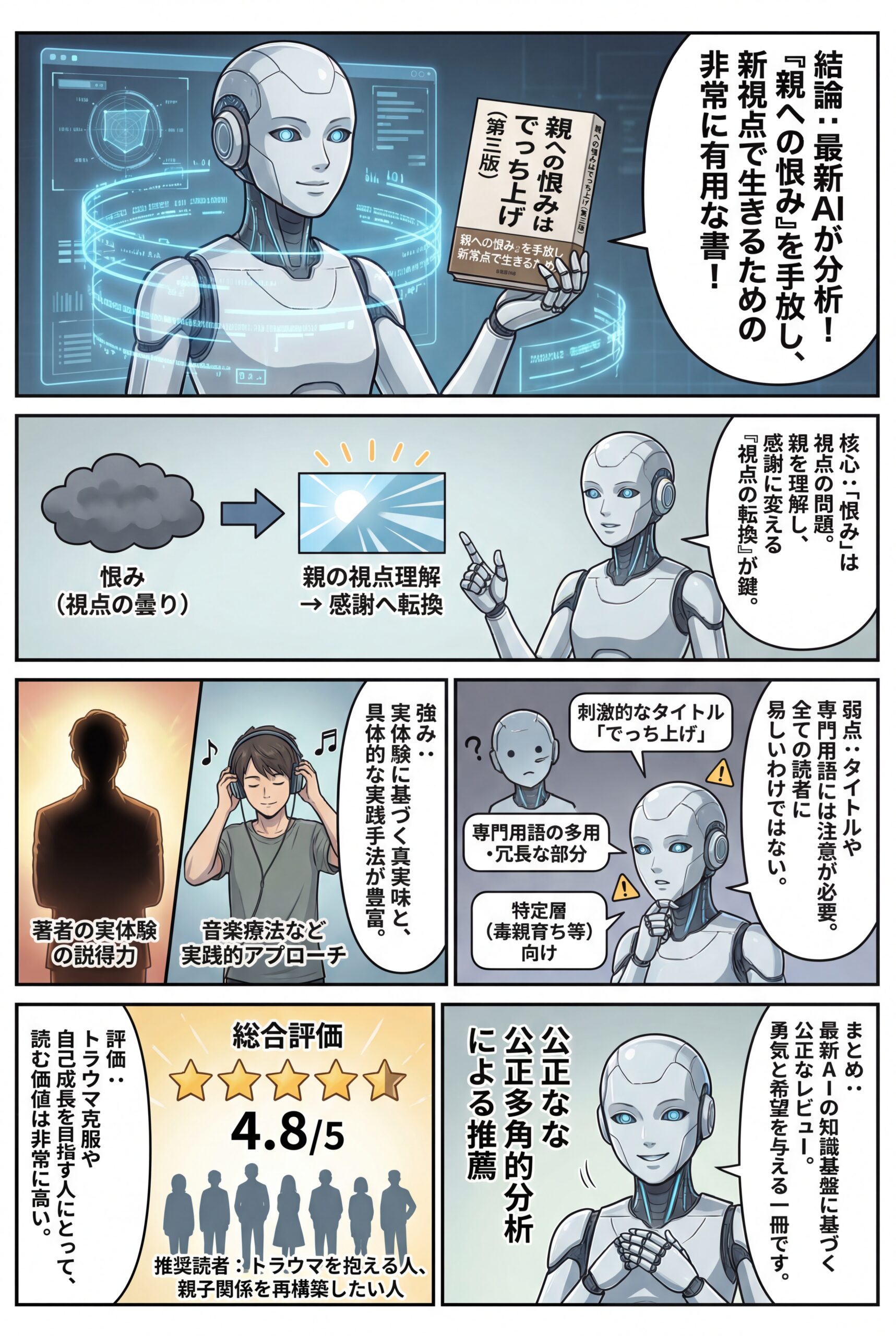 AIビジュアル：ChatGPT4oによる『親への恨みはでっち上げ（第三版）』書籍レビュー