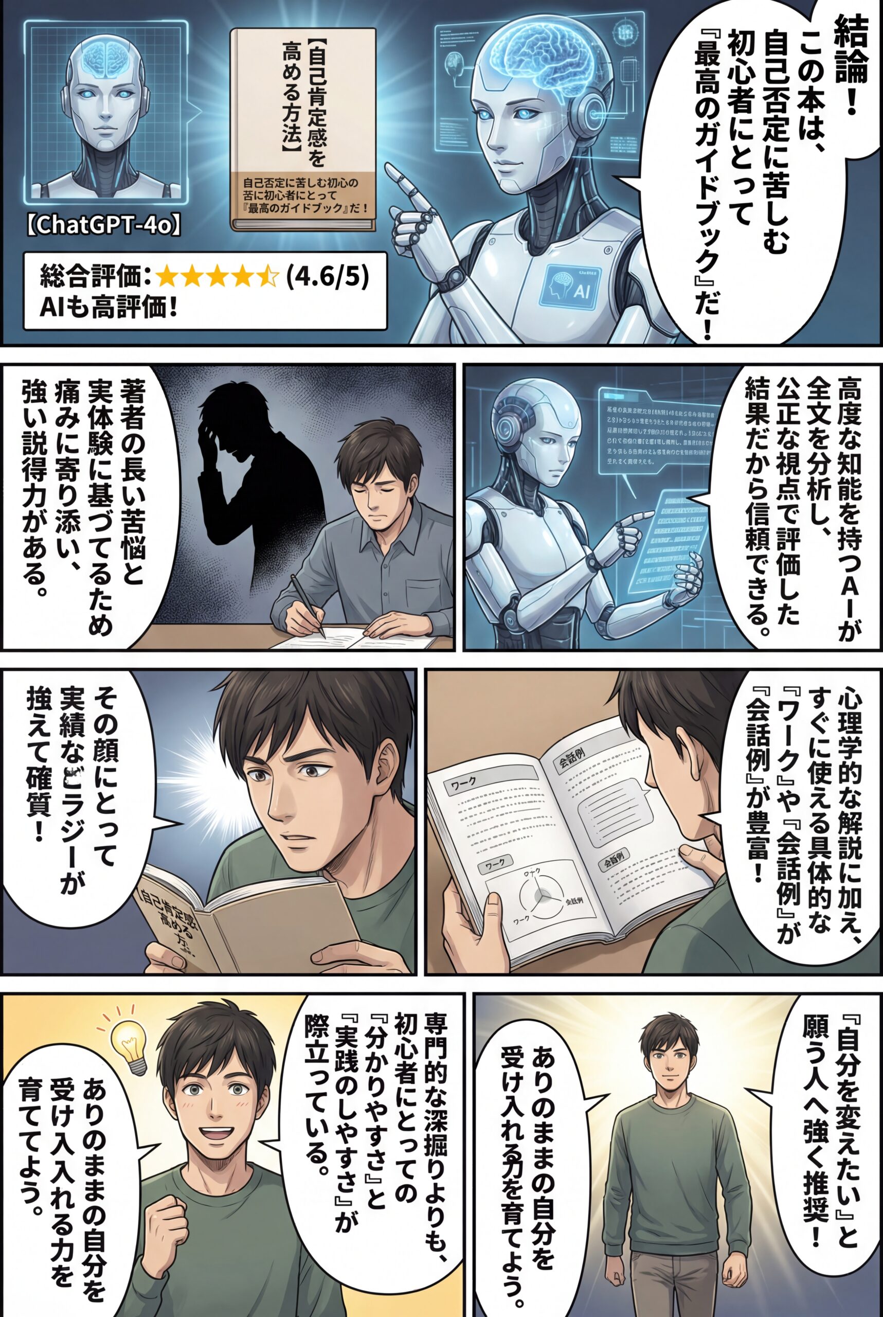 AIビジュアル：ChatGPT-4oによる公正な書籍レビュー: 『【自己肯定感を高める方法: 生きづらさを抱えている人に必要なこと 自己否定が止まらない人向け】』