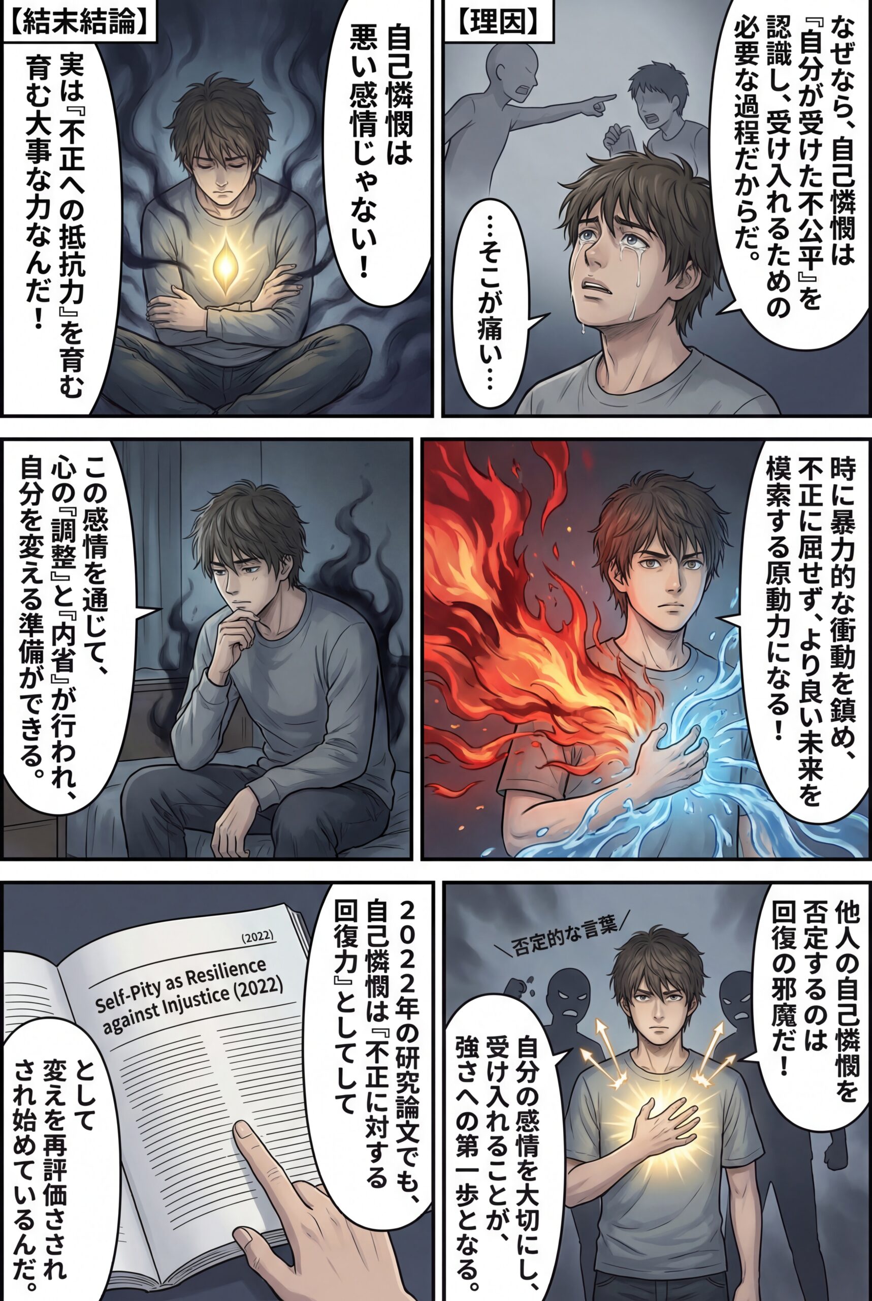 AIビジュアル：自己憐憫、、、実は、不正に対する抵抗力を育むという研究論文もある！