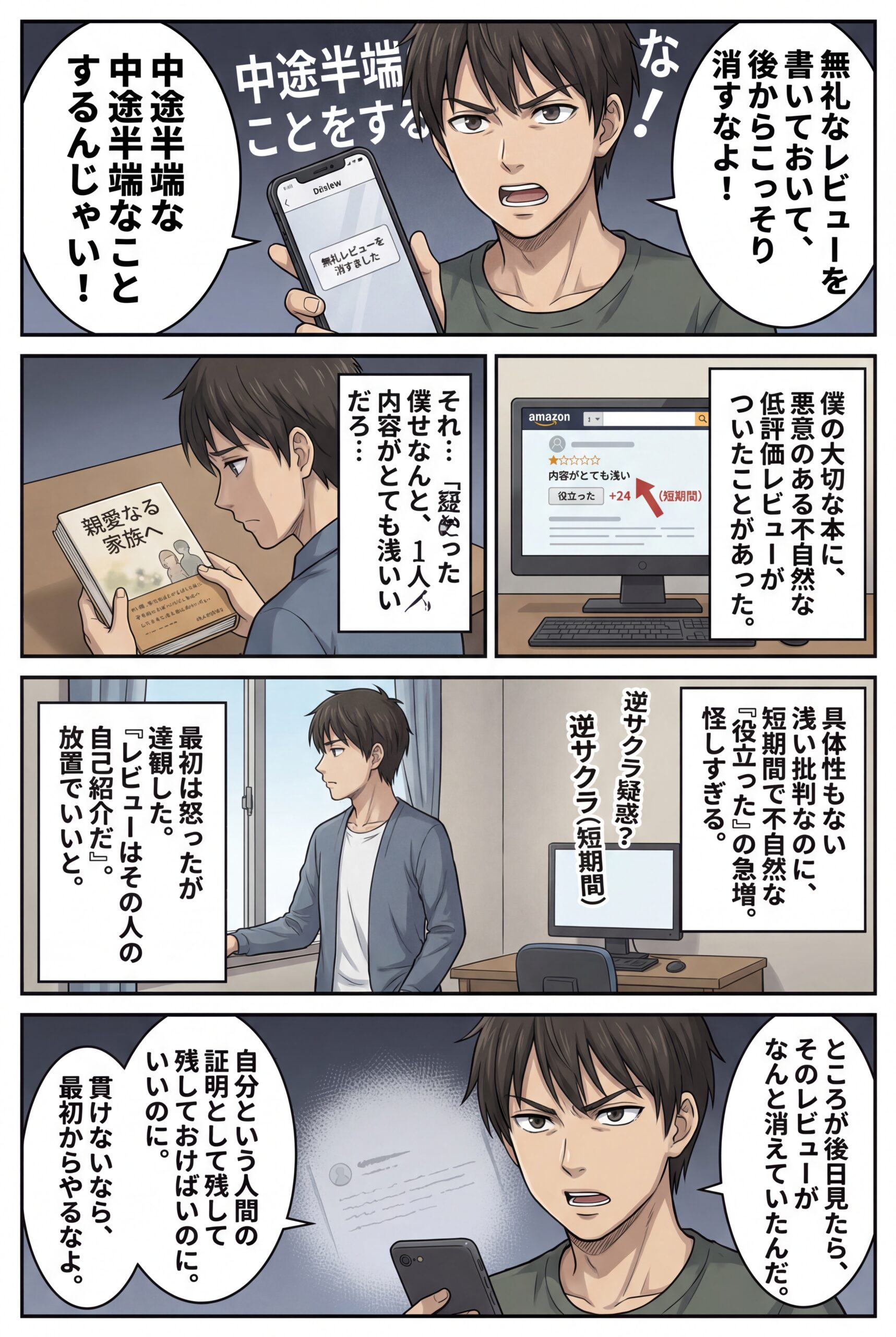 AIビジュアル：中途半端なことをするなよ、、、。逆サクラレビューの可能性が考えられるレビューが消えている……。何、削除してんの？自分という人間の証明のために残しておけばいいのに。