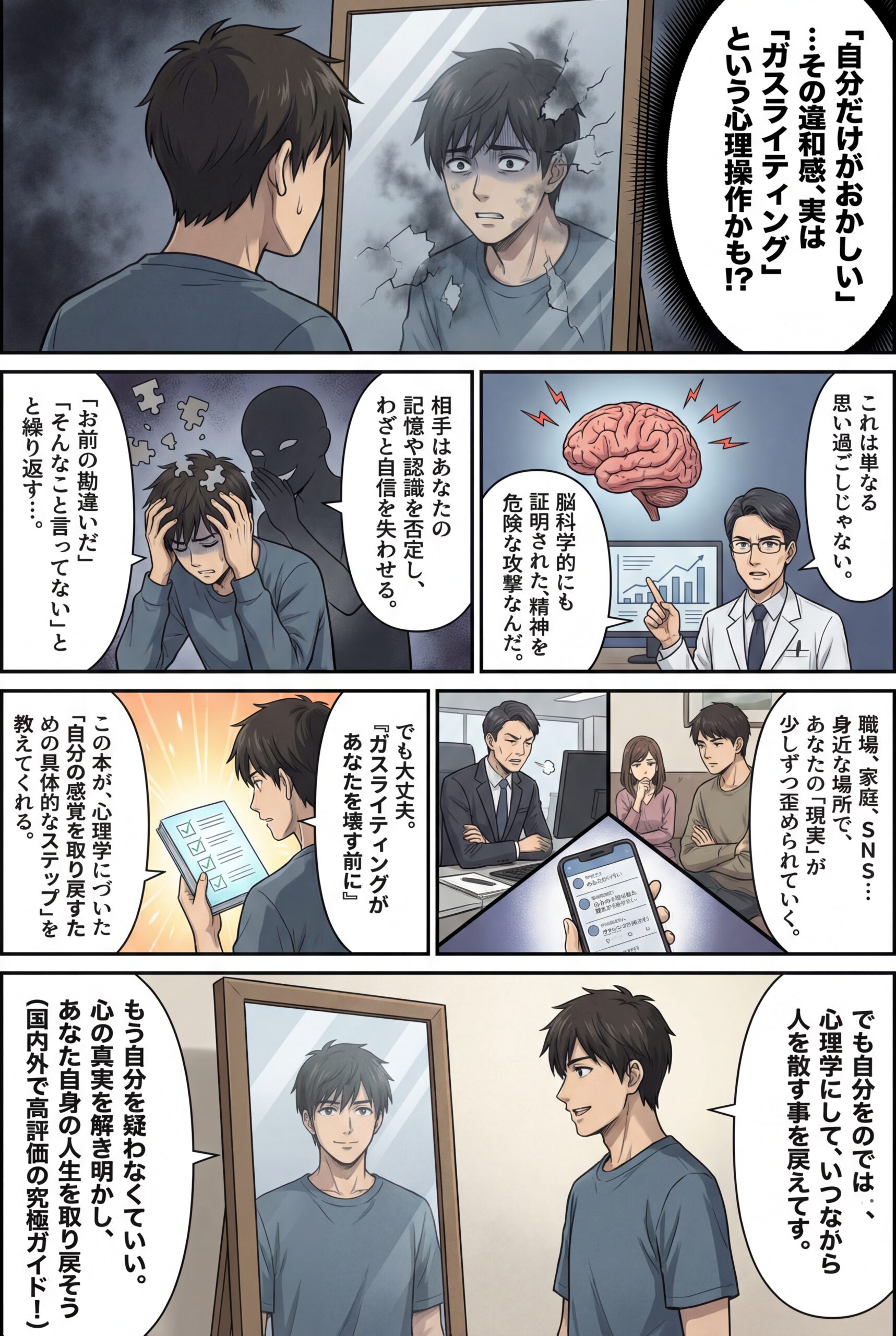 AIビジュアル：自分がおかしいと感じる？『ガスライティングがあなたを壊す前に』で心の真実を解き明かす – 日本高評価⭐️⭐️⭐️⭐️＆海外絶賛⭐️⭐️⭐️⭐️⭐️の究極ガイド