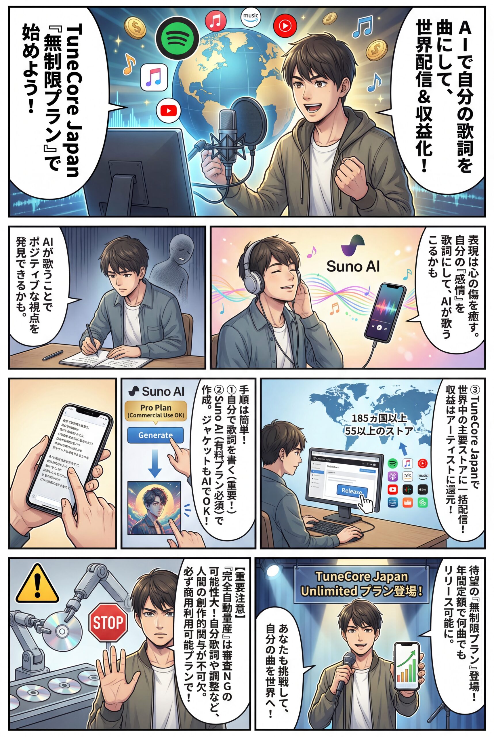 AIビジュアル：あなたもやる？AI音楽：配信収益化（音楽配信代行サービスを利用して、大手配信ストアに配信）TuneCore Japanに無制限プランが登場！
