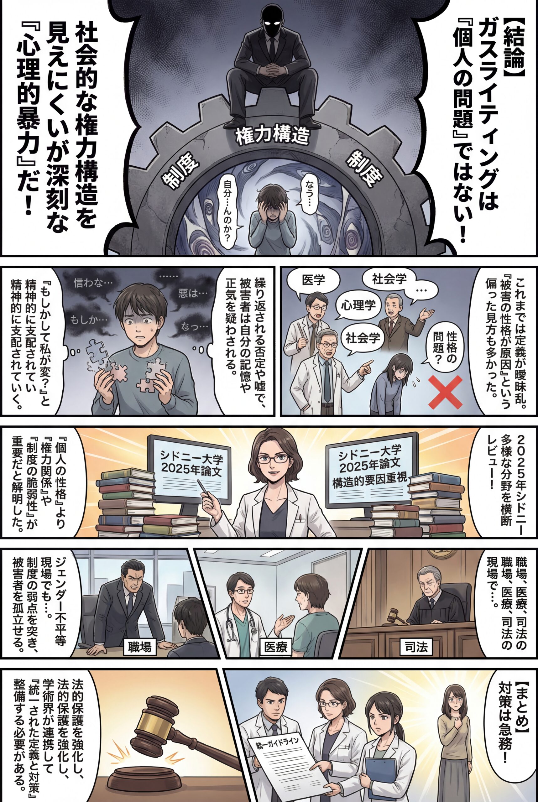 AIビジュアル：シドニー大学心理学者が明かす──『ガスライティング』の全貌を解き明かす国際学術レビュー［Journal of Family Violence掲載論文／2025年］