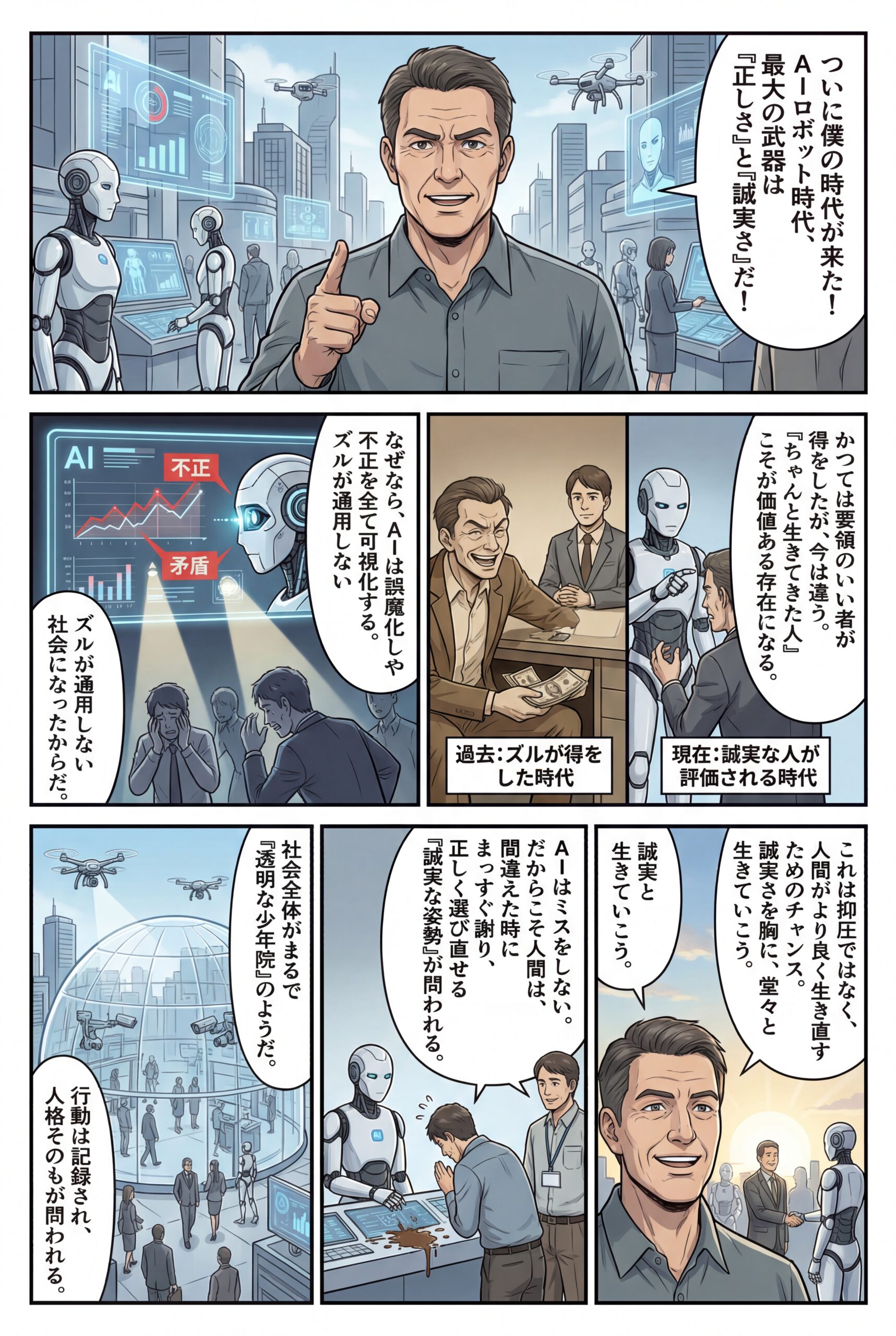 AIビジュアル:「僕の時代が来た!」AIロボット時代、正しさと誠実さが最大の武器になる理由