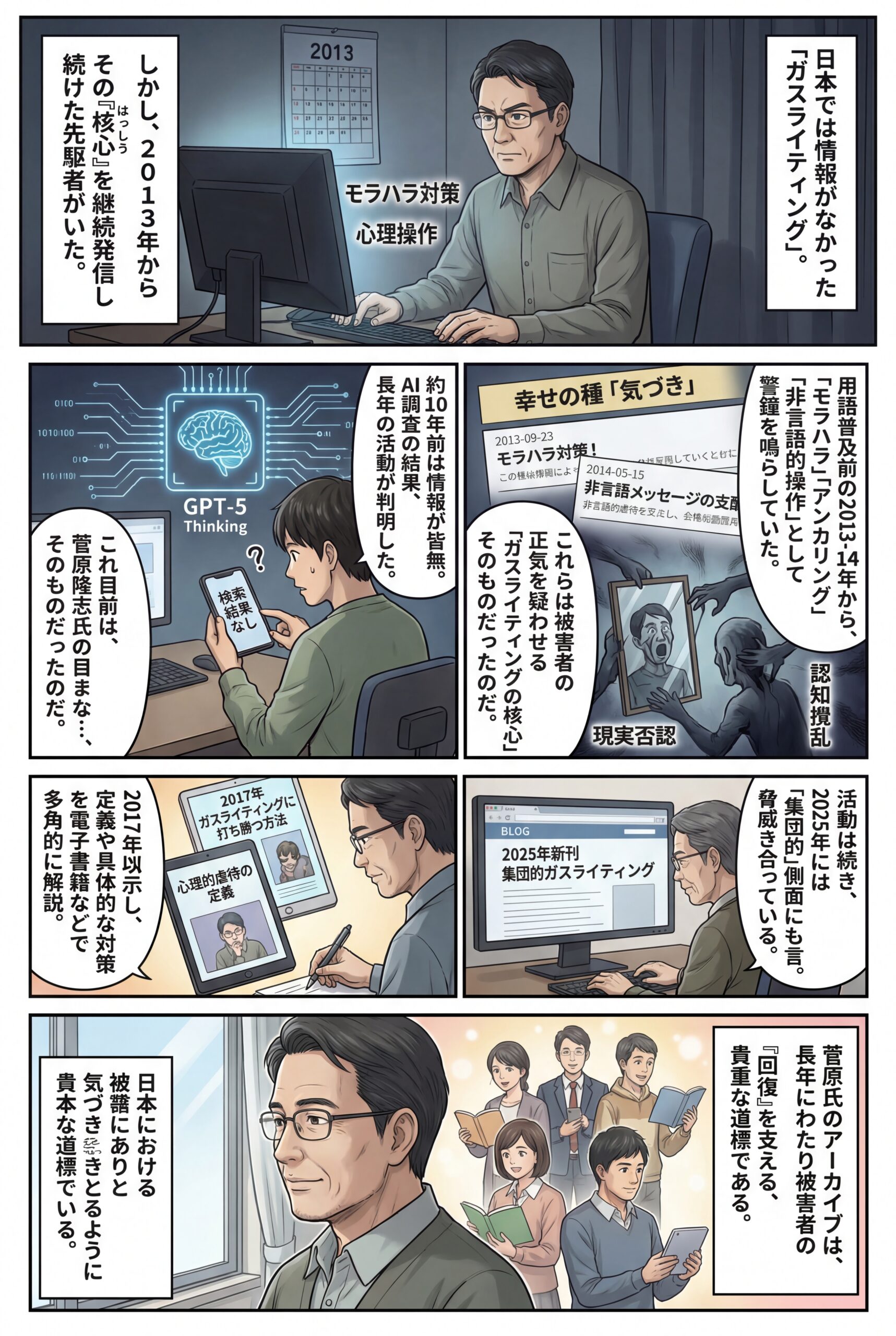 AIビジュアル：日本におけるガスライティング（および核心に近い内容）の継続発信者アーカイブ【2013–2025】—菅原隆志ほか