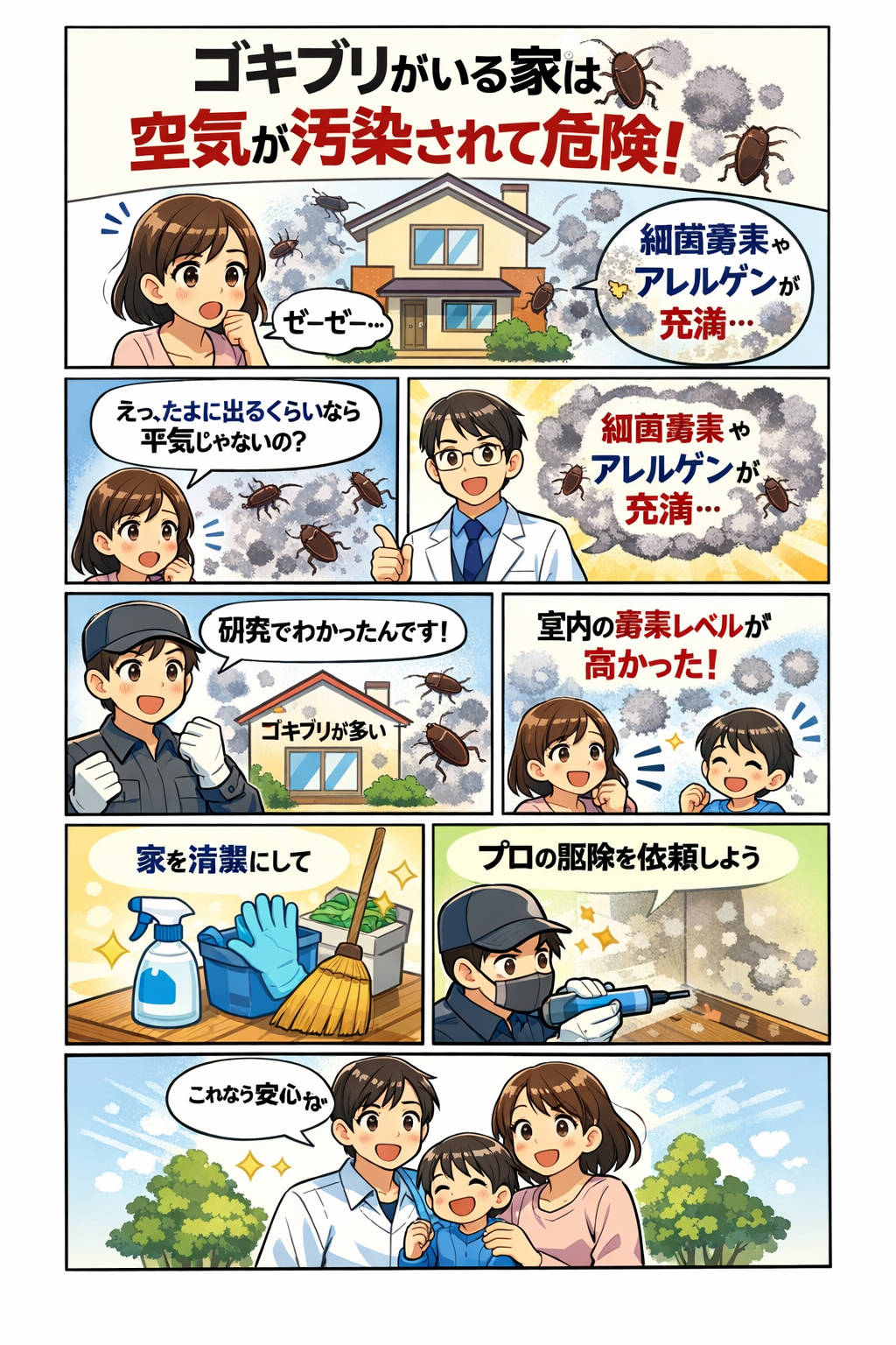 AIビジュアル：ゴキブリが出るあなたの家大丈夫？細菌毒素が引き起こす室内の空気汚染と喘息リスク――米国ノースカロライナ州立大学の最新研究が警告する「あなたの未来」と今できる対策