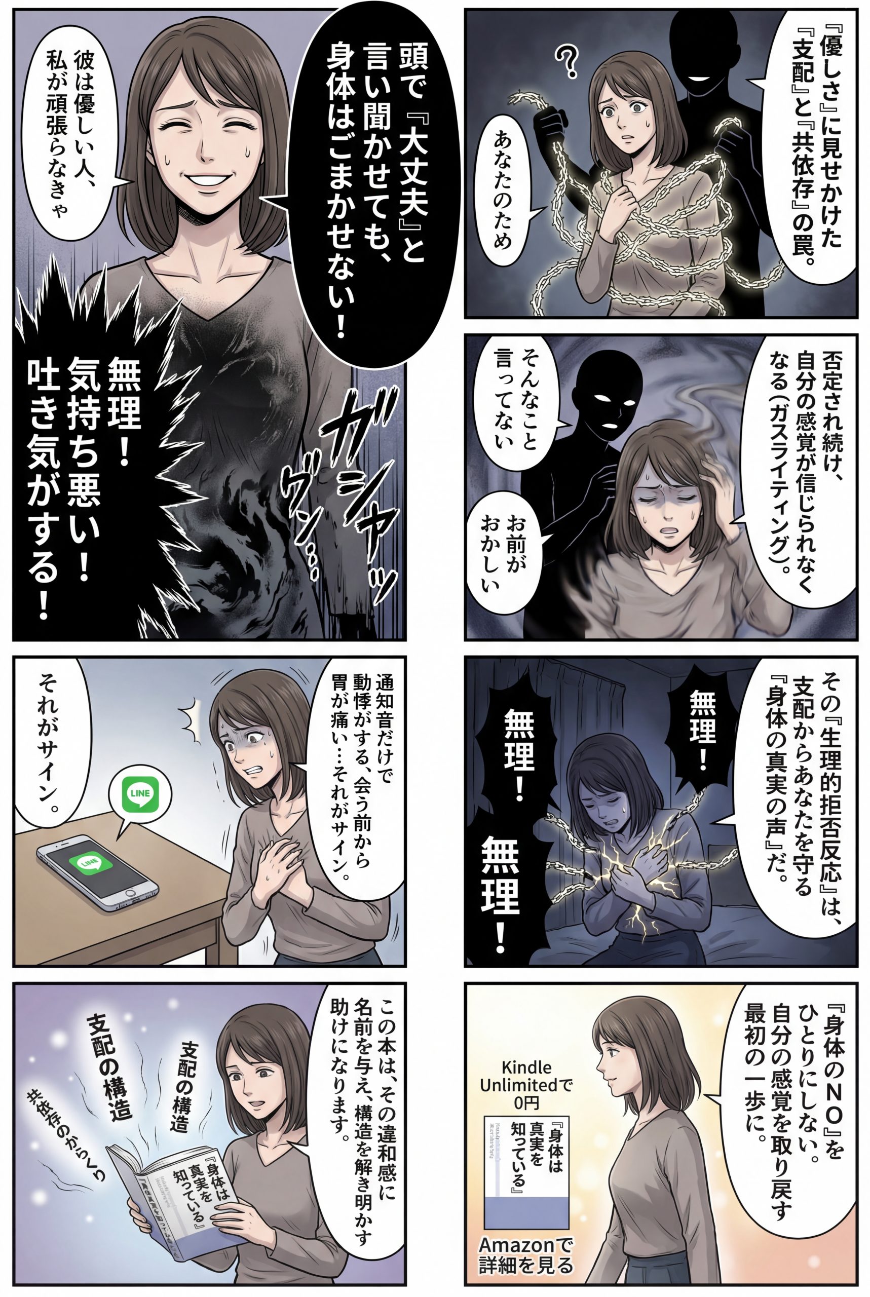 AIビジュアル：『身体は真実を知っている』を書いた理由──生理的拒否反応が教えてくれた「共依存と支配」の正体