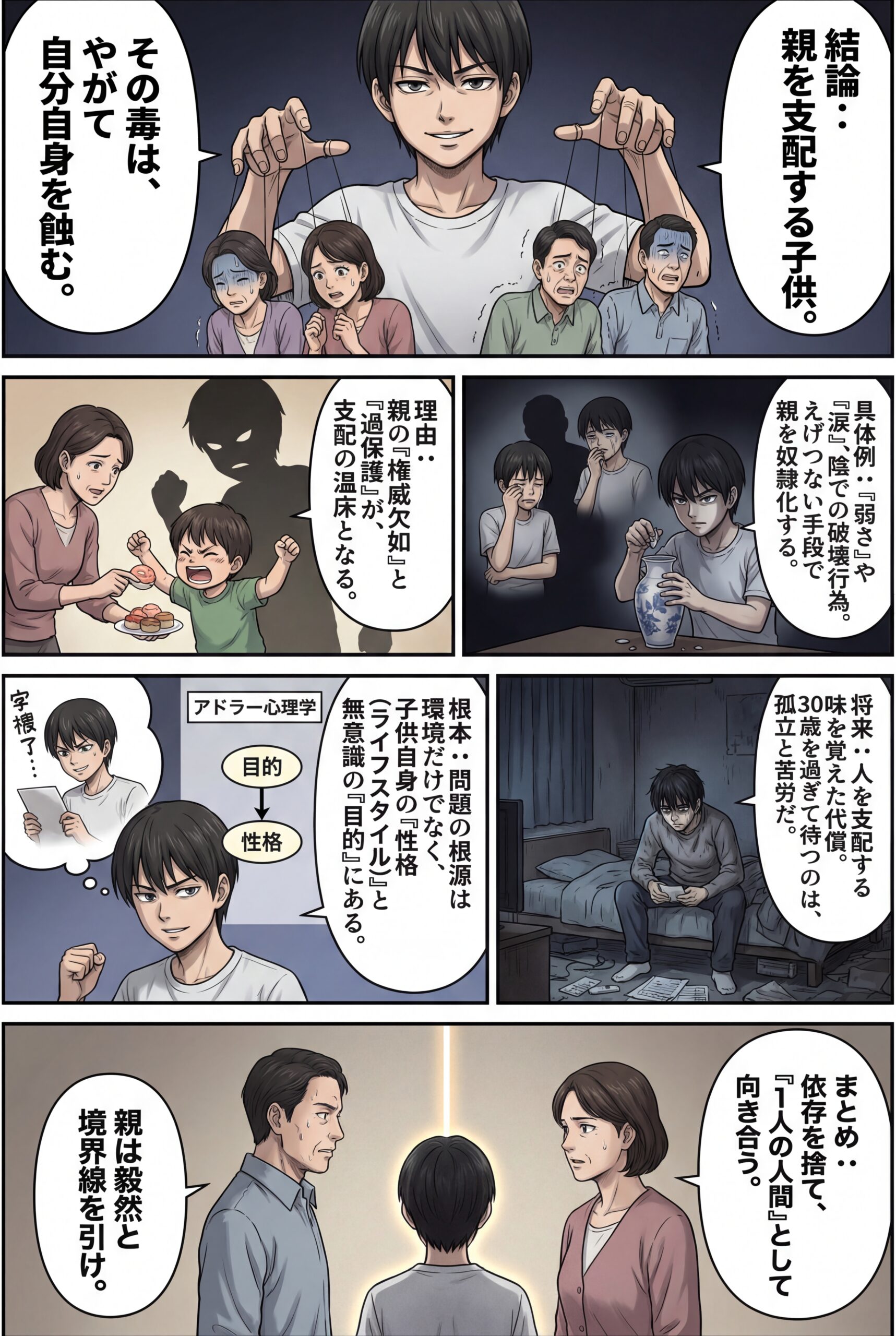 AIビジュアル：親を支配する子供